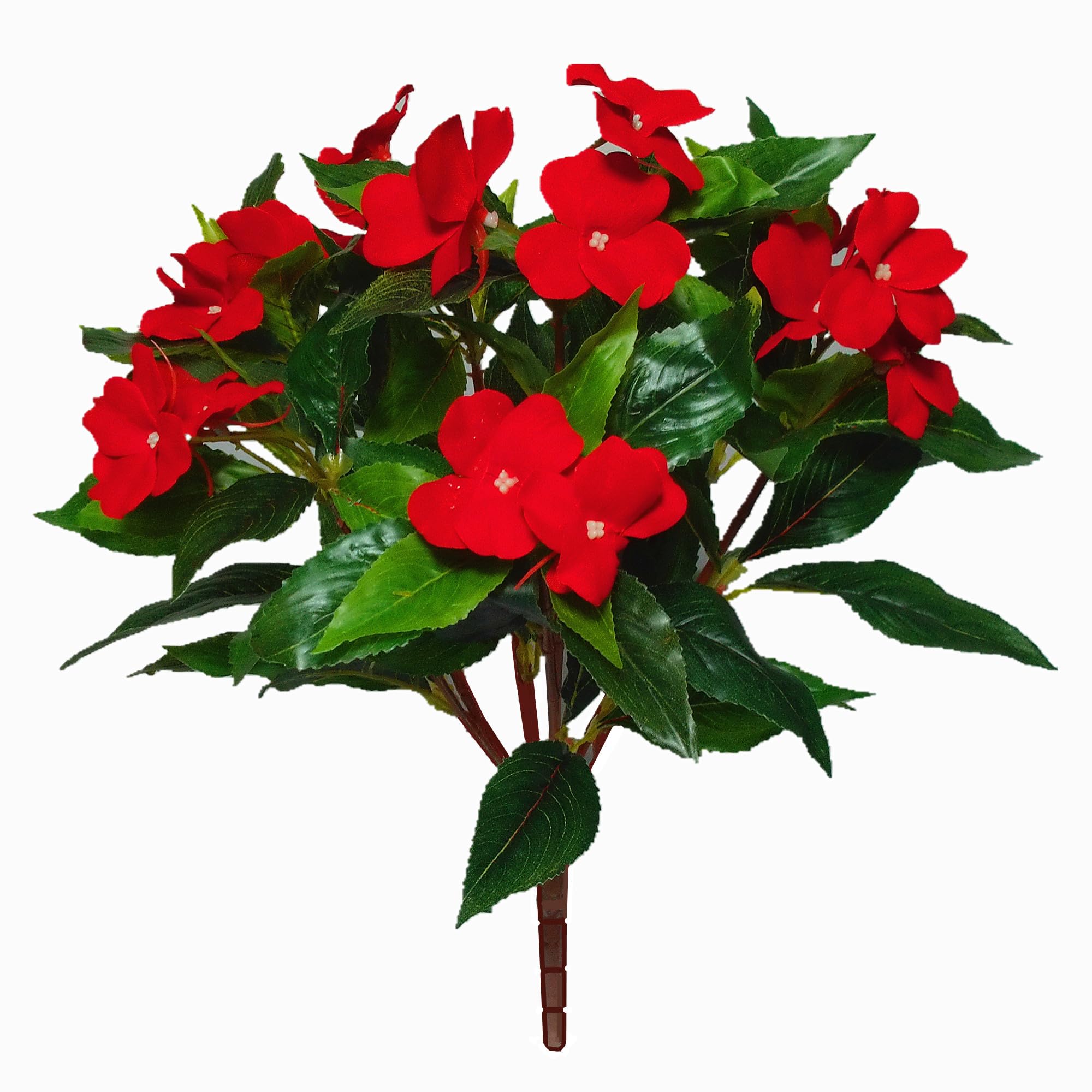 Bo Lala 2 Pieces Artificial Impatiens Flower Silk Balsam Bouquet Flowers Fake Flowers for Decoration Flowers (Red)