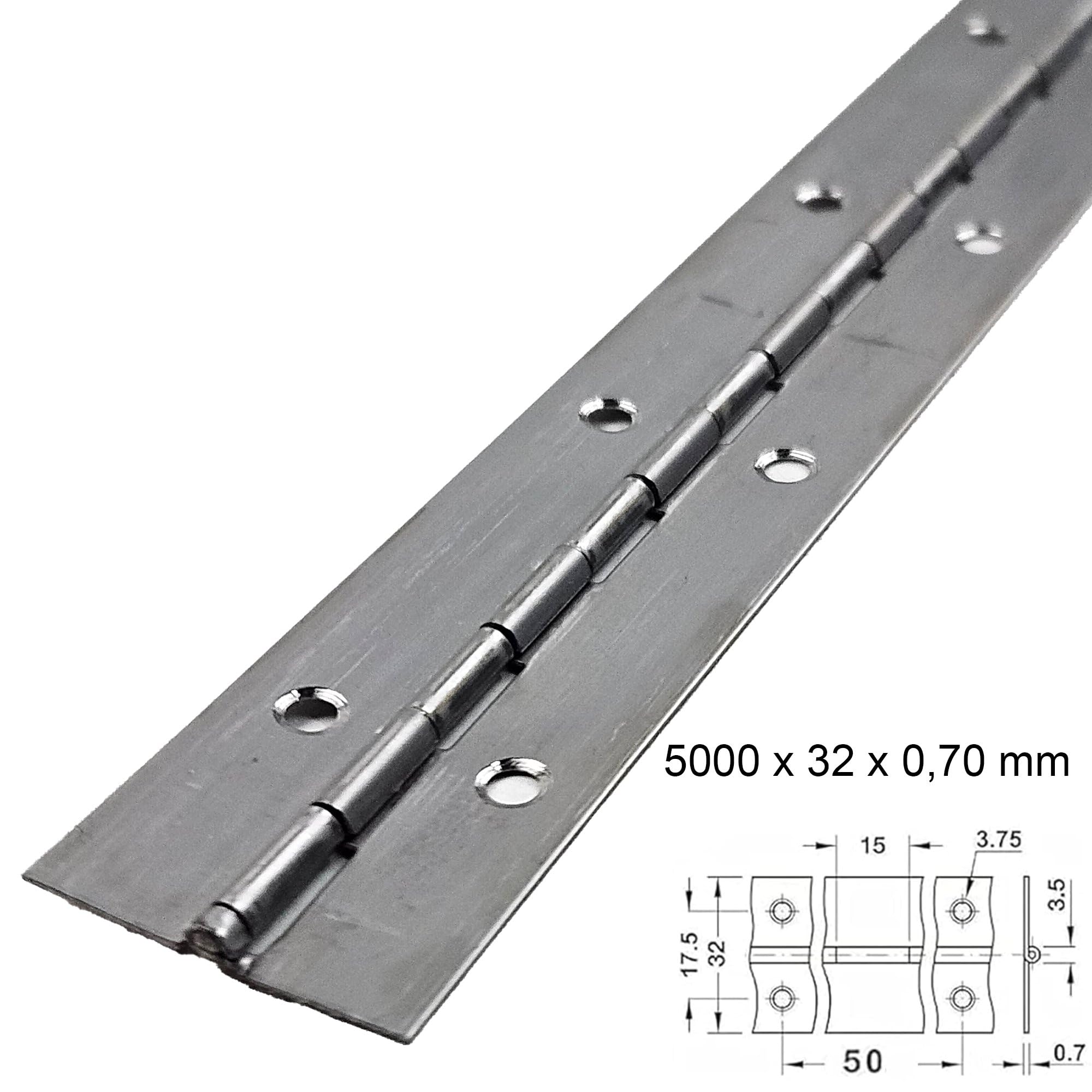 HKB Stangenscharnier 5000 x 32 x 0,70 mm V2A Edelstahl