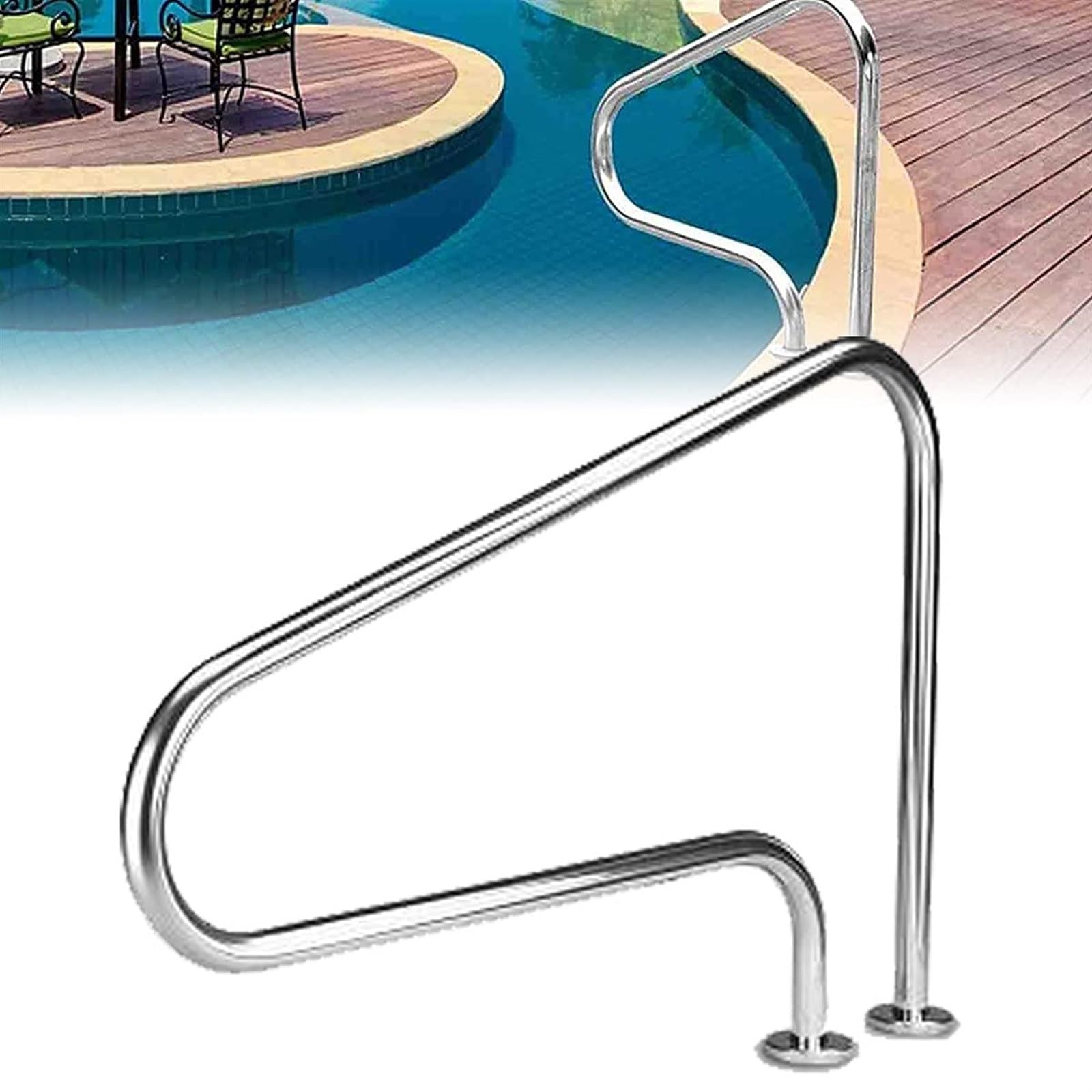 1 Uds Barandilla De Piscina Barandilla De Piscina, Mango De Seguridad De Barandilla De Piscina De Acero Inoxidable, Adecuado For Piscina De Parque Acuático (Size : Thick 1.0 mm)