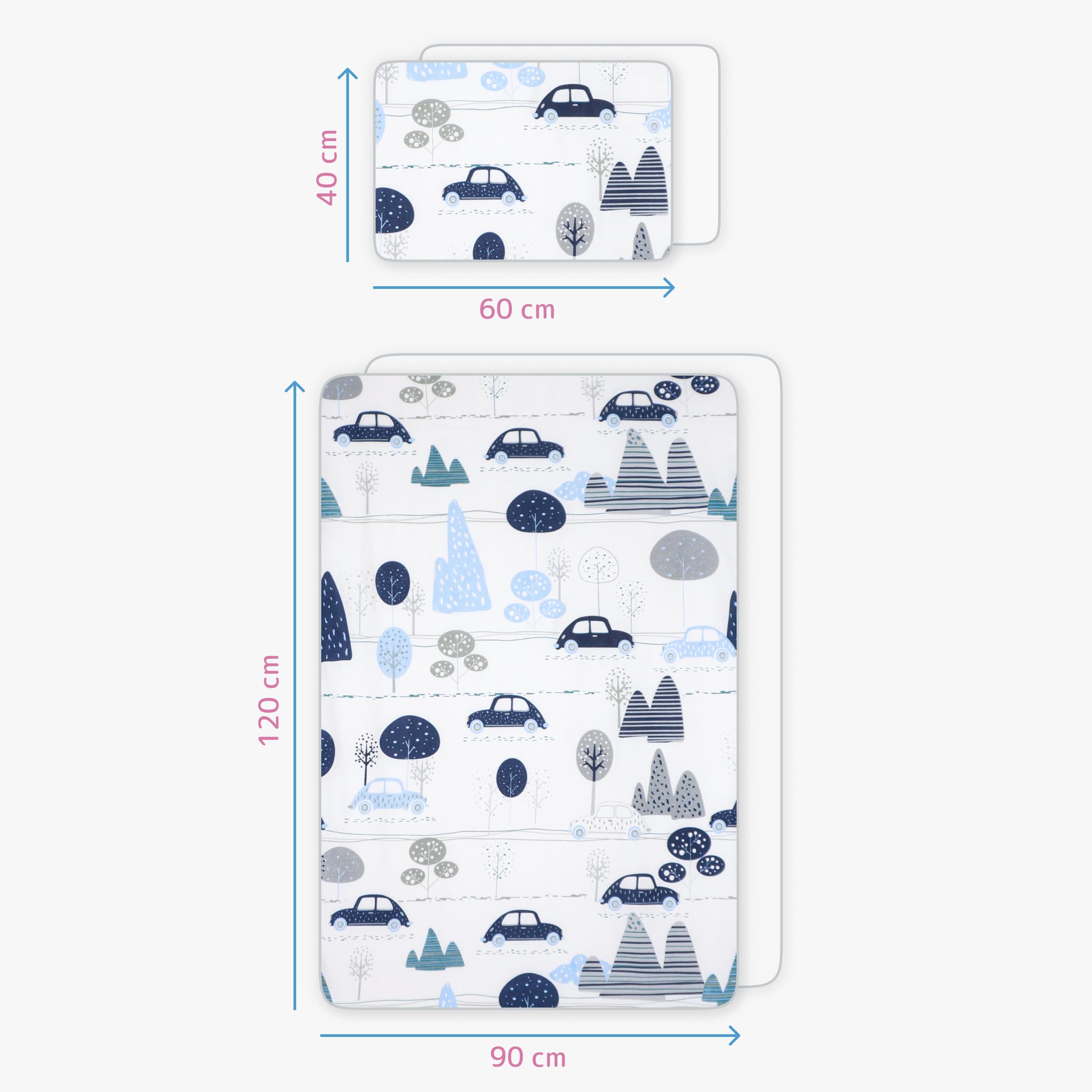 Juego de cama para cuna 4 piezas edredón y funda nórdica 120x90 cm con almohada y funda de almohada - diseño 12