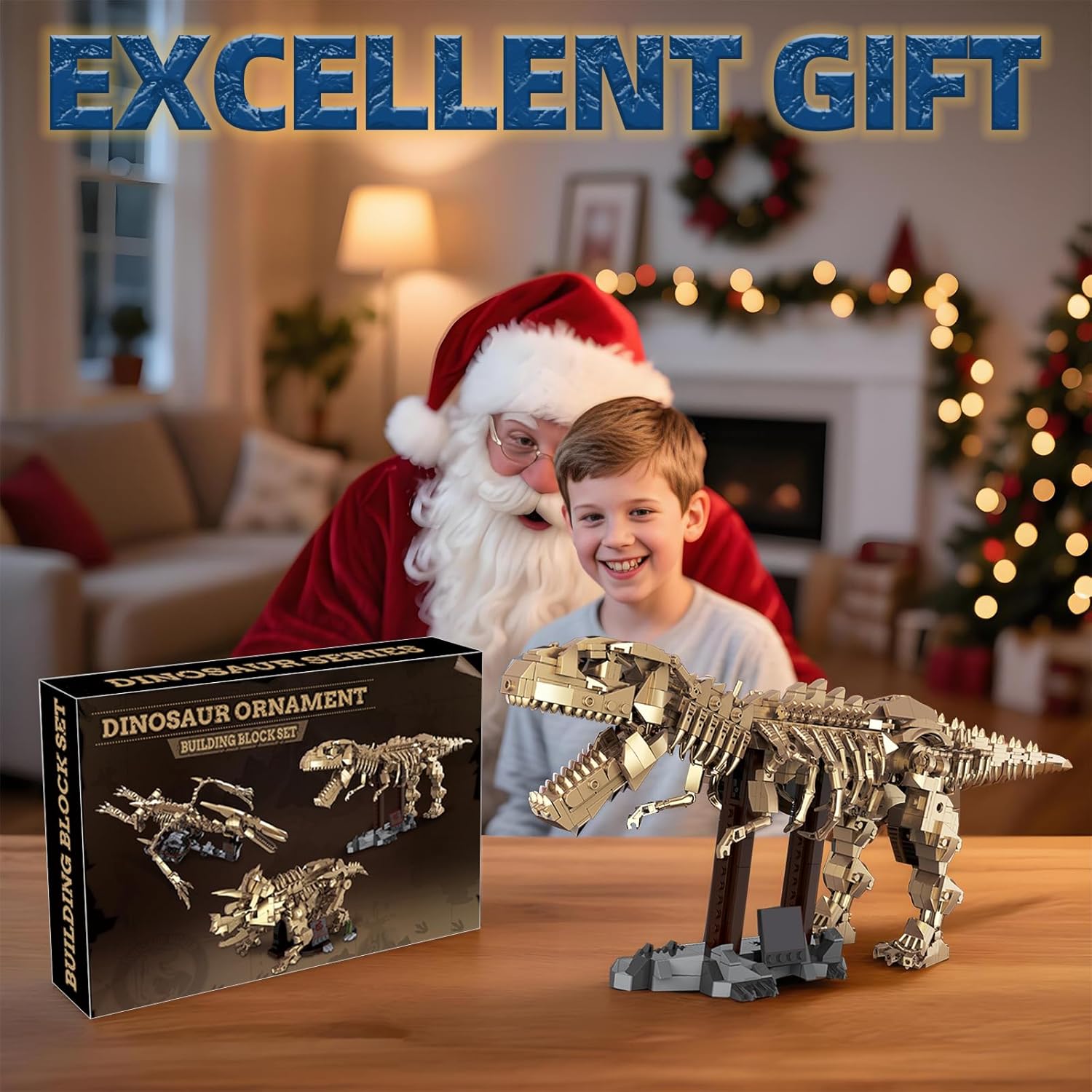 Tyrannosaurus Rex Fossil Skeleton Building Blocks Dinosaur Construction Model Kit with Articulated Joints & Display Stand for Learning & Display STEM for Dino Lovers Kids & Adults