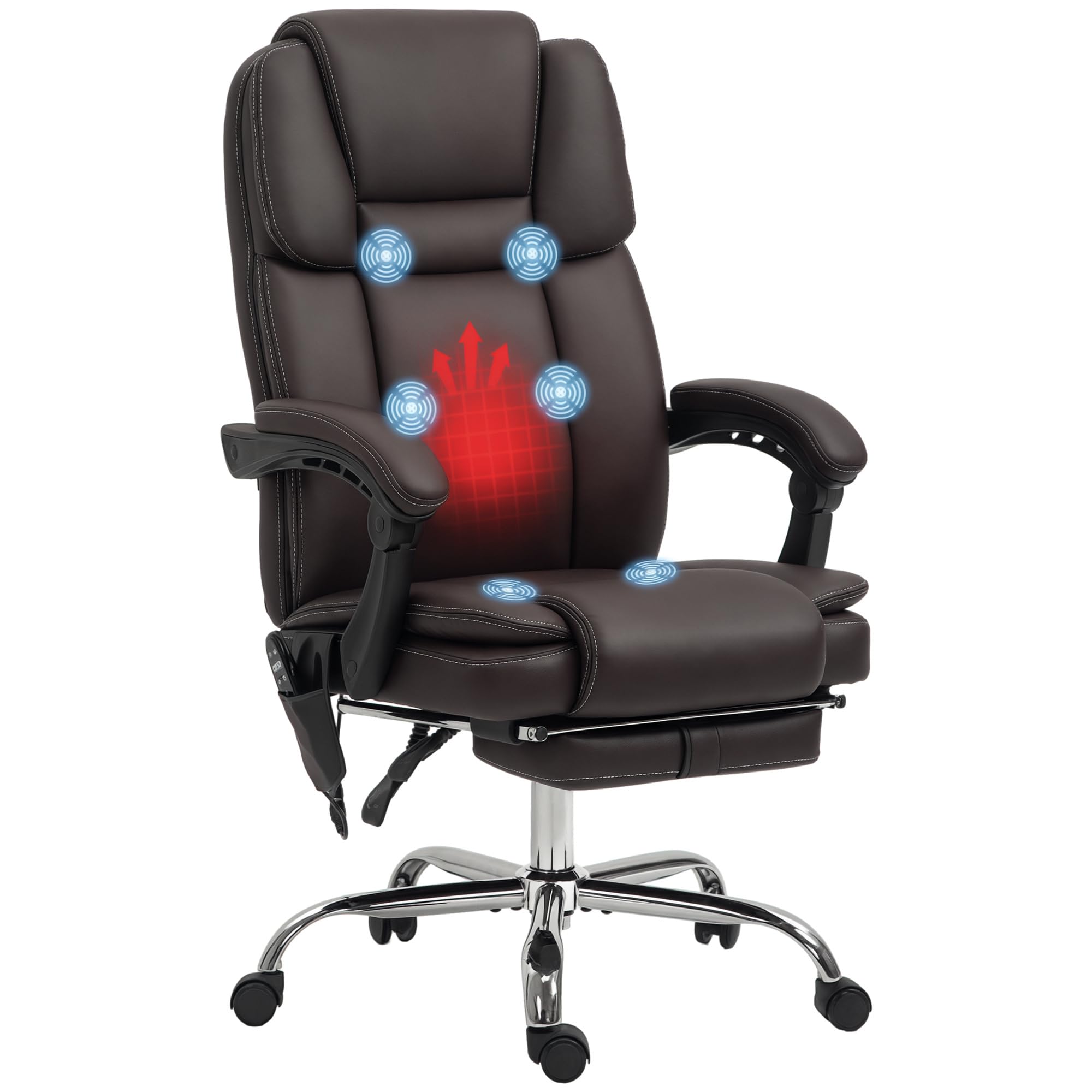 Vinsetto Office Chair with 6-Point Massage Heat, PU Leather Dark Brown