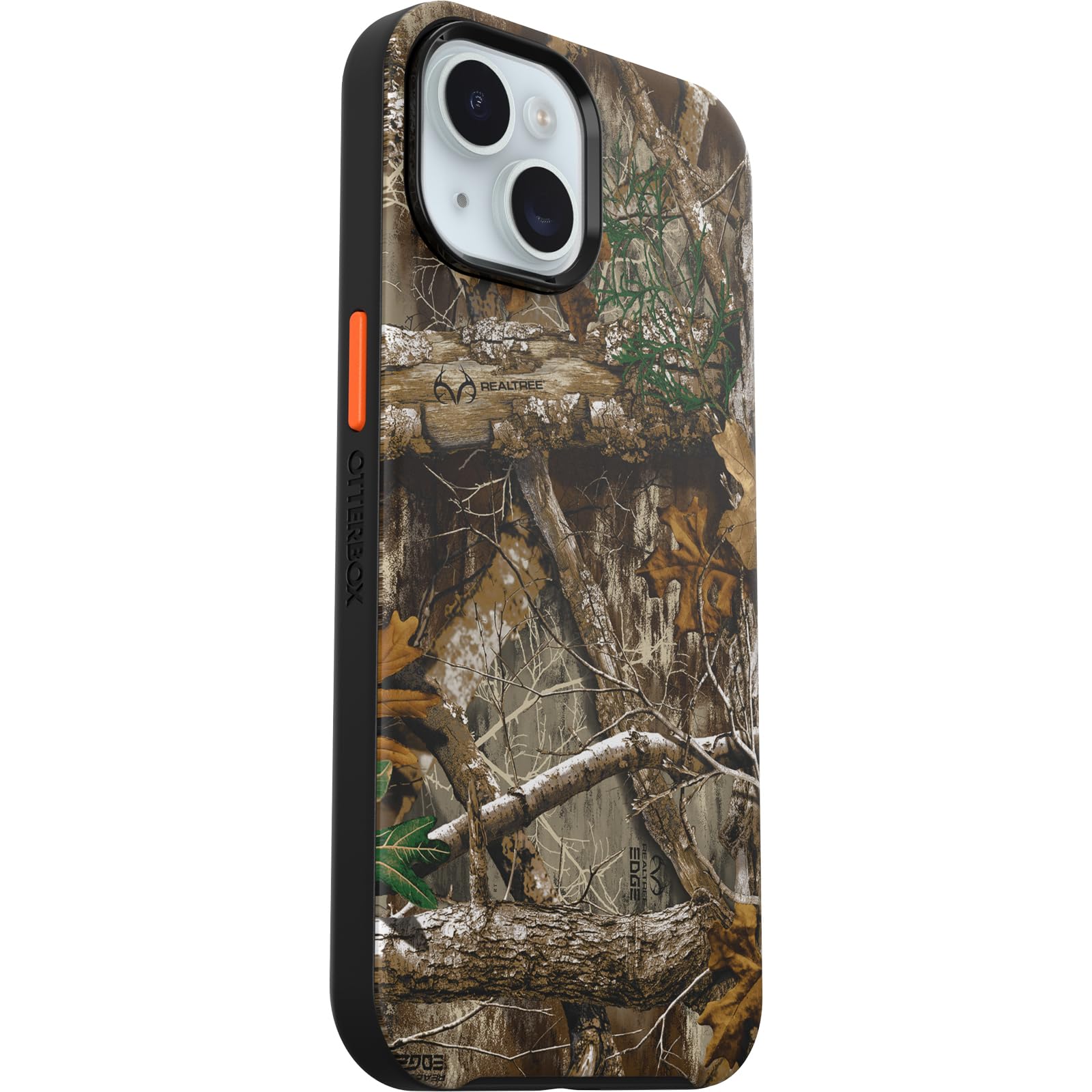 OtterBox Custodia per iPhone 15, iPhone 14 e iPhone 13 Symmetry Series - Realtree Edge (Arancione/Mimetico), Si aggancia a MagSafe, Ultra-Elegante, Bordi rialzati proteggono Fotocamera e Schermo