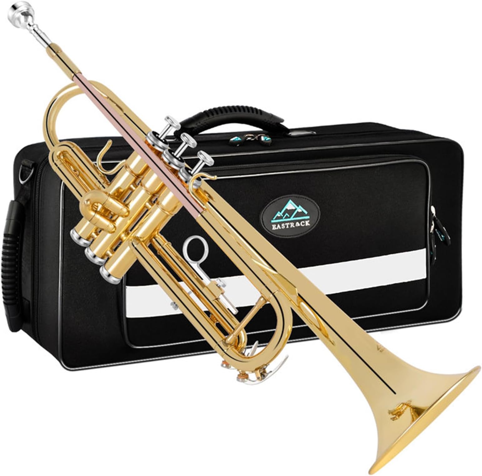 Bb Trumpet Standard Trumpet Set with Carrying Case,Gloves, 7C Mouthpiece, Cleaning Kit, Tuning Rod (GOLD/Phosphor Copper)