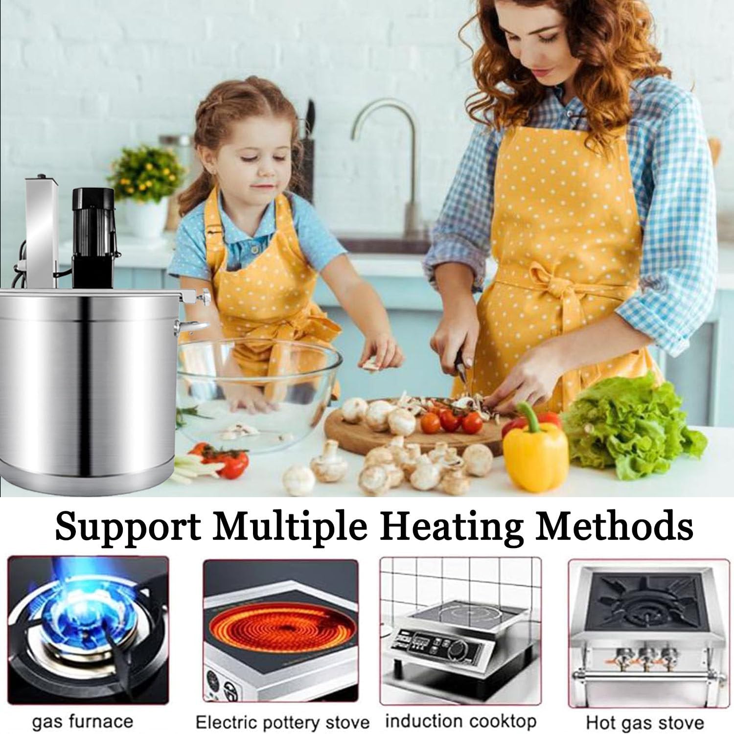 Miscelatore Automatico per Alimenti, Pentola per Mescolare Alimenti, Macchina Miscelatrice Automatica in Acciaio Inossidabile, velocità di Mescolamento Regolabile 20L