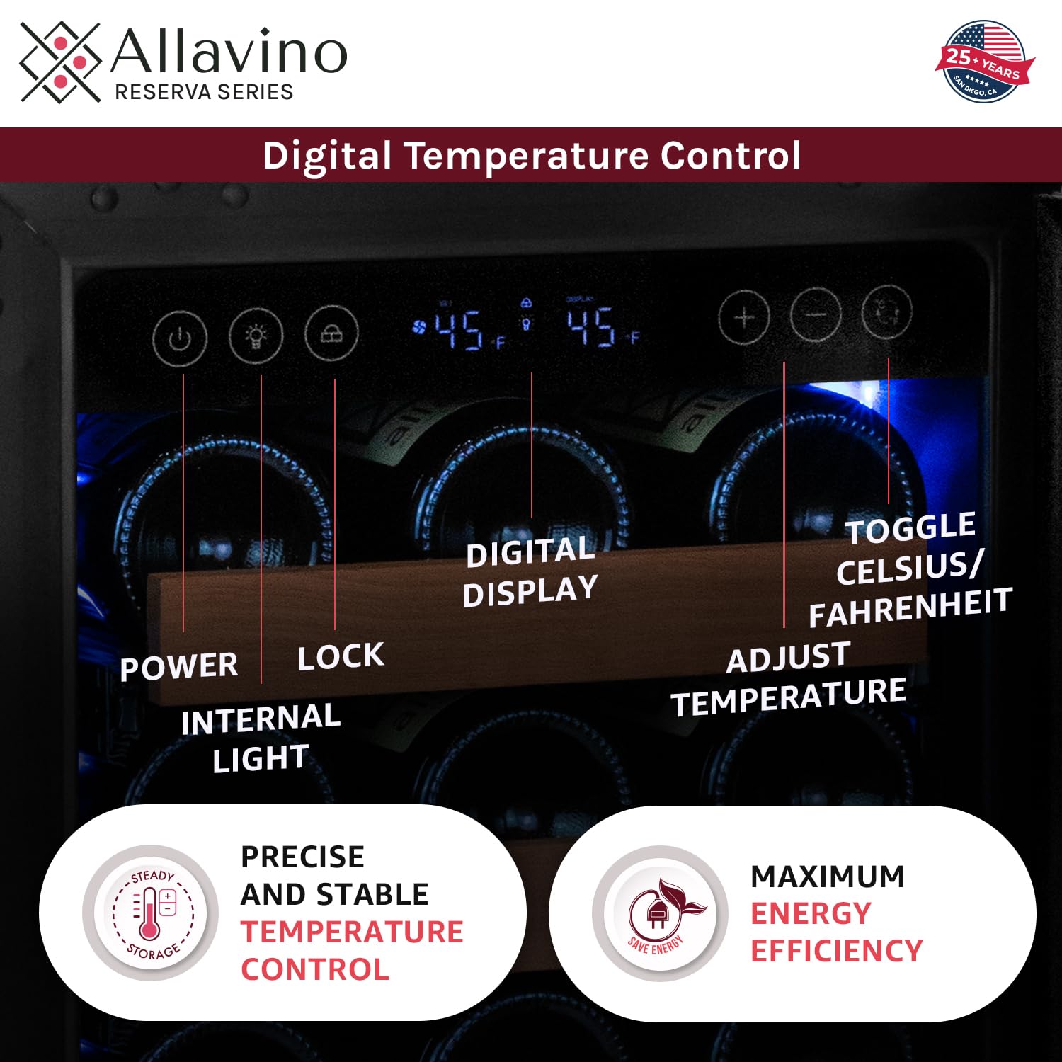 Allavino Reserva Series 30-Bottle Dual Zone Built-In Wine Cooler Refrigerator on Fridge.com - View 6