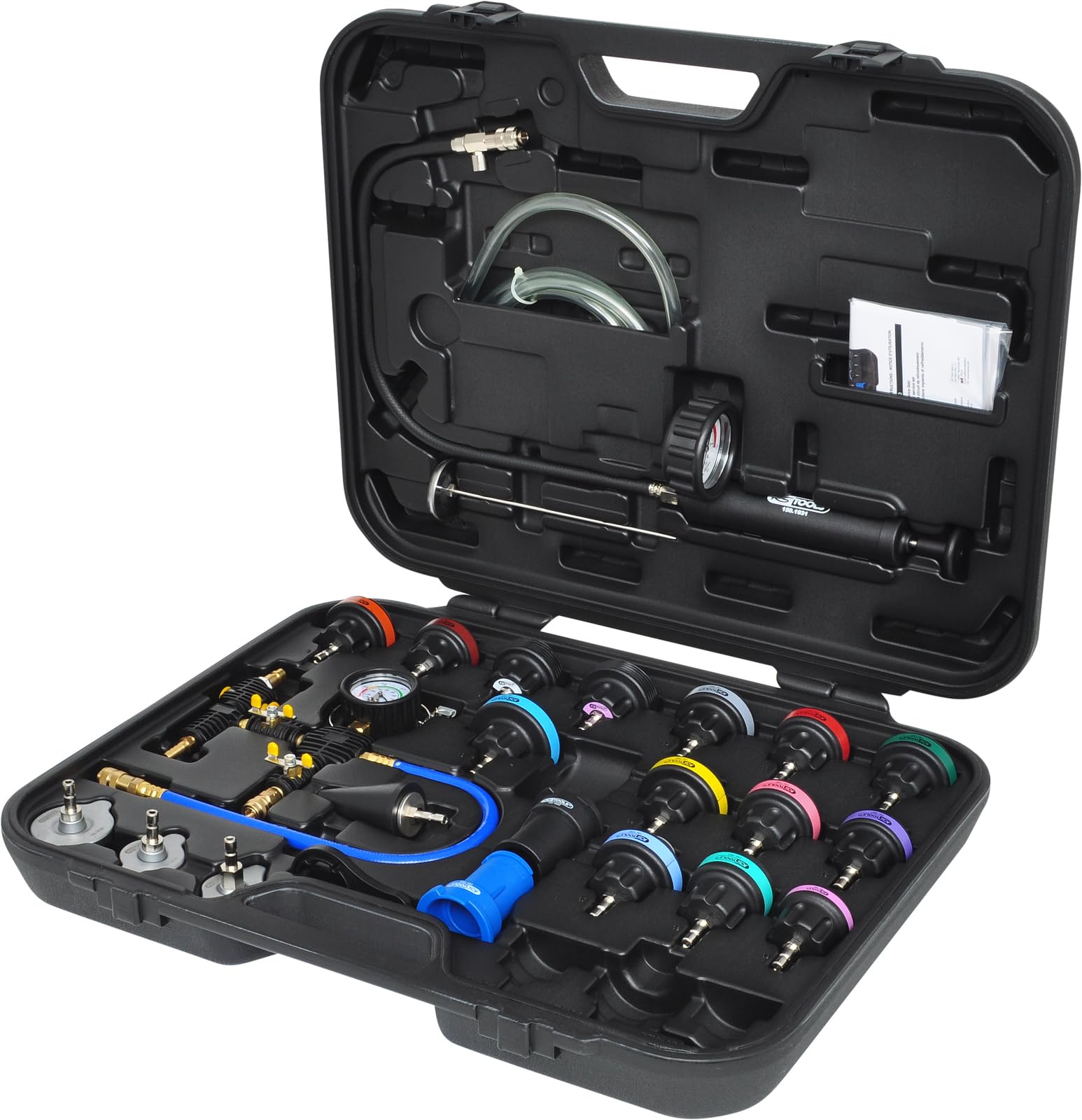 KS Tools 150.1930 - Kit de Diagnostic de Système de Refroidissement - Detecteur de Fuite d’Eau à Détection Rapide - Kit Idéal pour Tester l’Étanchéité du Système de Refroidissement et de Chauffage
