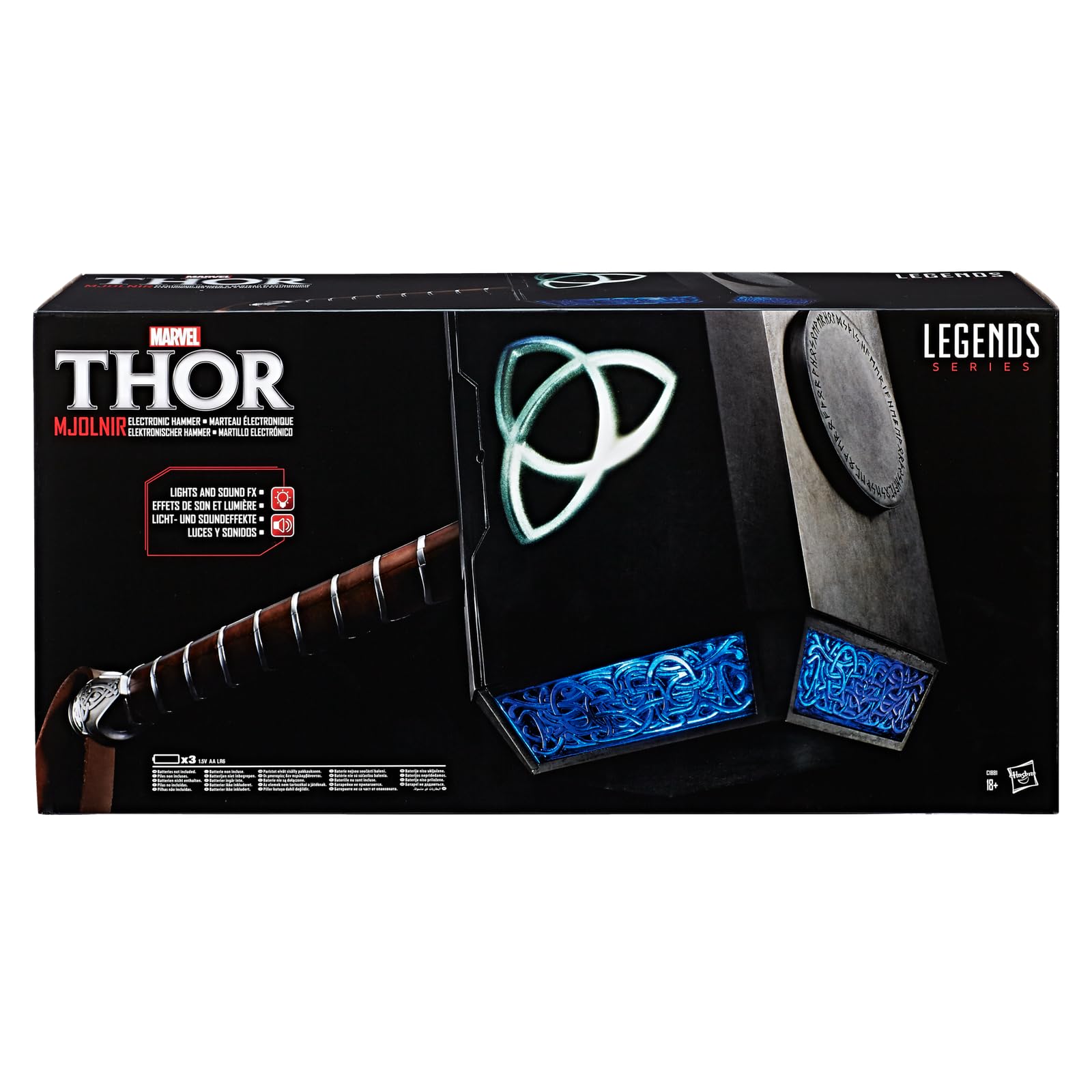 Marvel Legends Series Mjolnir - Martello Elettronico Premium per Roleplay con Effetti Luminosi e Sonori, Roleplay per Adulti