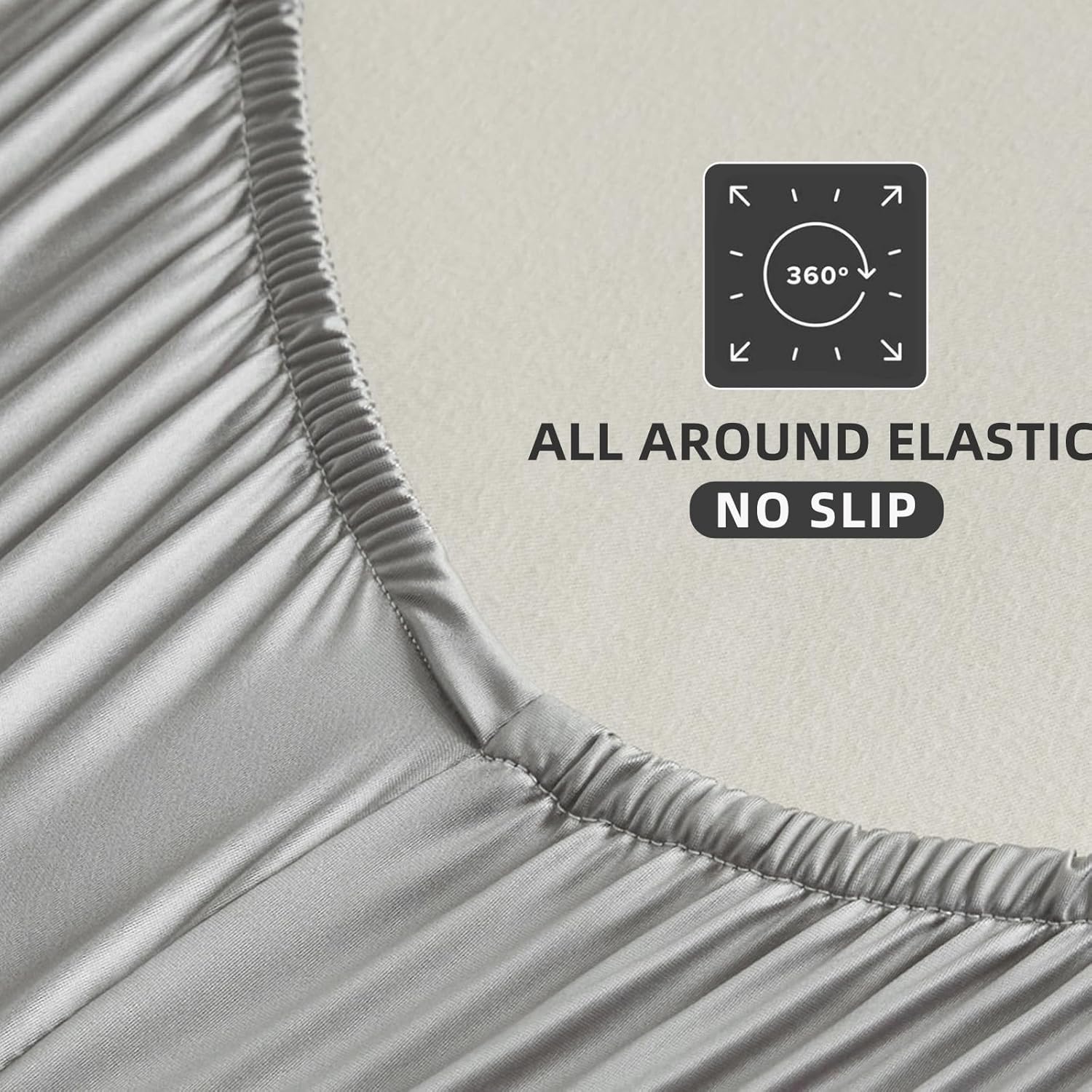 Satin King Sheet Set 3-Pc, 80"x78" - Ultra-Soft Cooling, 15" Deep Pocket Fitted Sheet & 2 Pillowcases, Hypoallergenic Wrinkle-Free, Luxury Hotel (Gray)