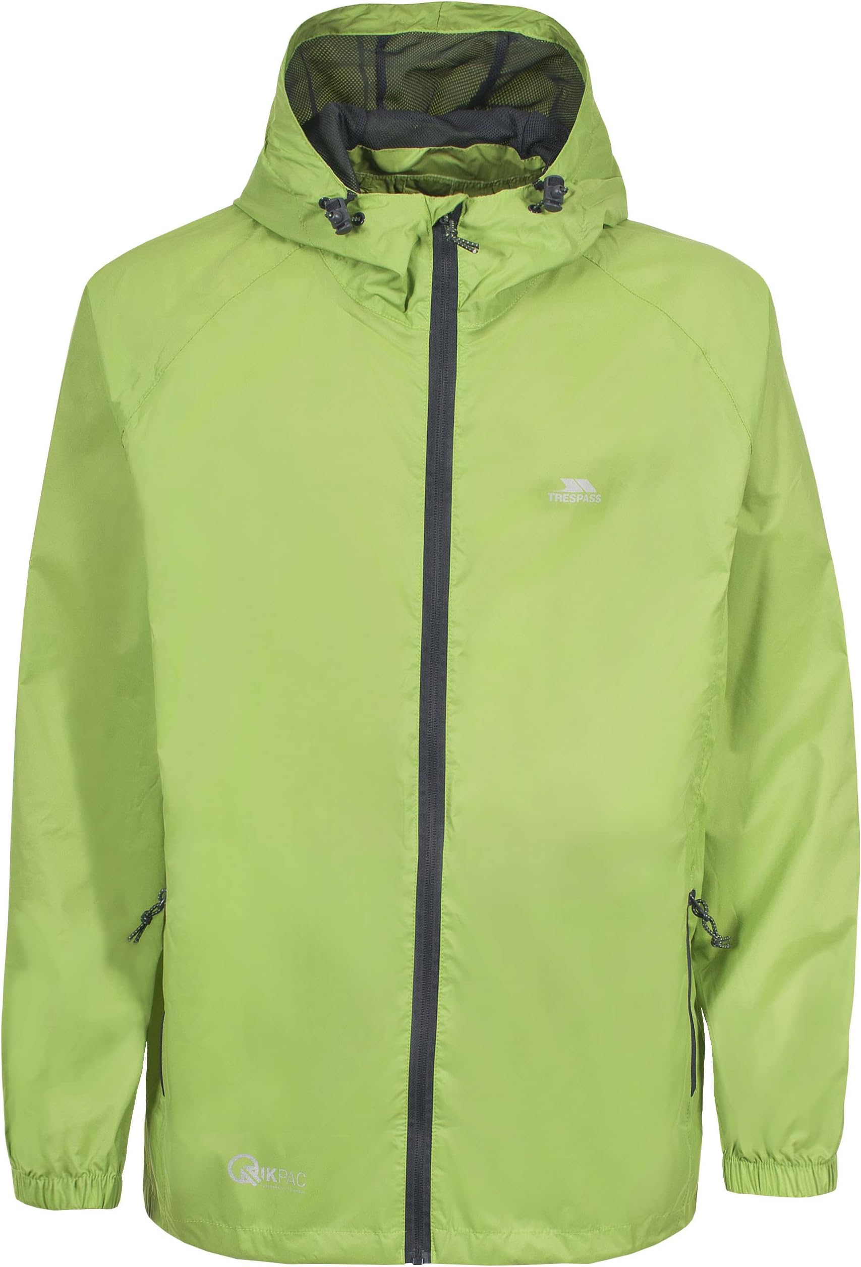 Trespass Adults Waterproof Jacket Qikpac - Lightweight Packaway Raincoat, 2 Zip Pockets, Full Body Front Zip, Adjustable Hood, Storm Flap, Ventilated Back, Foldable Packs in Pouch