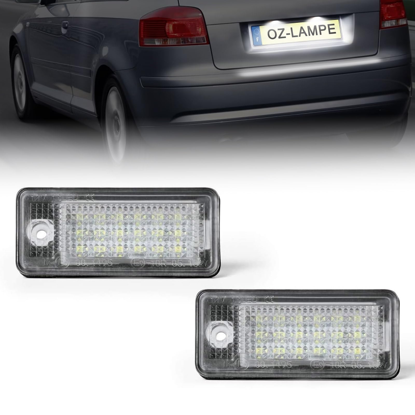 Oświetlenie tablicy rejestracyjnej, 2 x tylne lampy LED do Audi A3 S3 A4 S4 RS4 A5 A6 C6 A8 S8 Q7 RS4 RS6, 3528 SMD z magistralą CAN-Bus bezbłędne wodoodporne