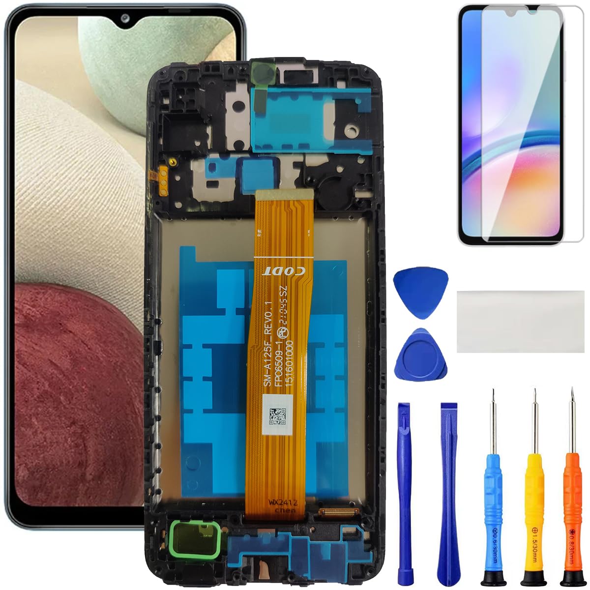 for Samsung Galaxy A12 Screen Replacement with Frame for Samsung a12 a125u Screen Replacement a125a a125w LCD s127dl A127 Display digitizer Touch Screen Assembly Part with Repair Kits 6.5 inch