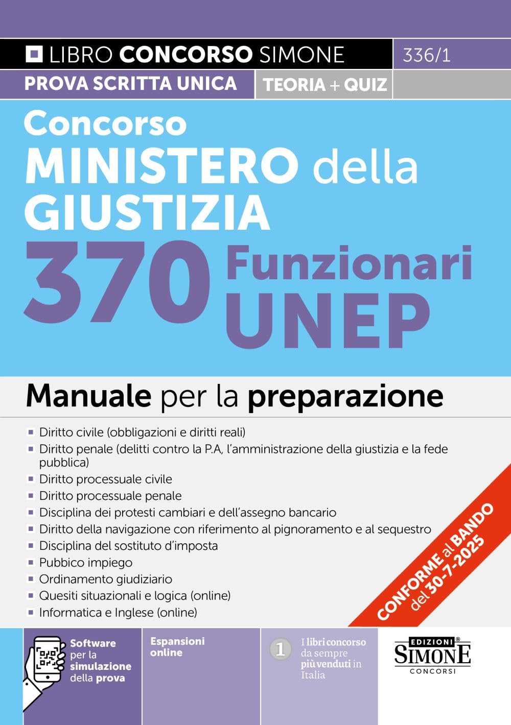 Concorso Ministero della Giustizia 370 Funzionari UNEP - Manuale per la preparazione
