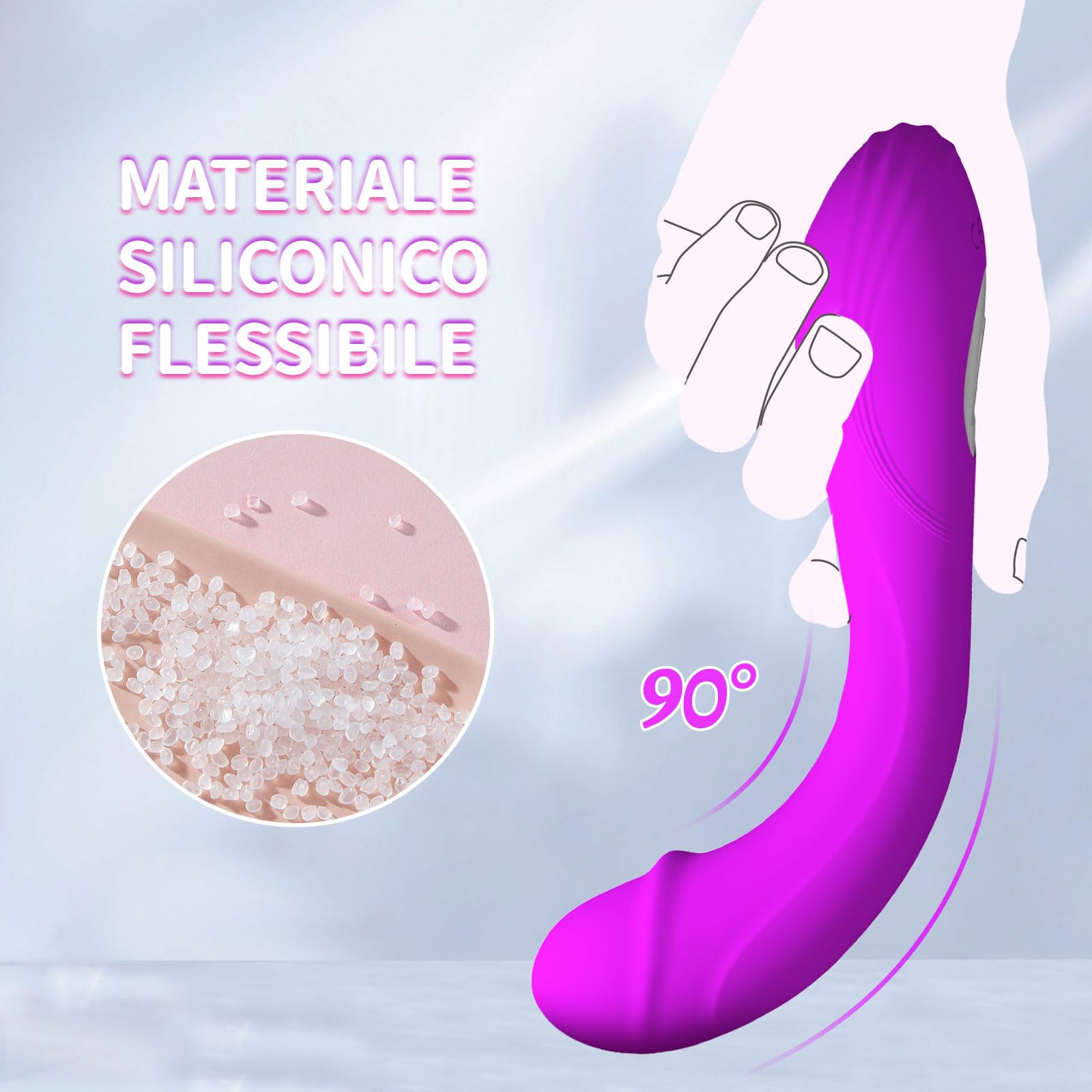 Vibratoreper Donna realistico Dildo,Sex Toys Vibratori Clidoride Donna con 10 Modalità Sex toyscop donna 22cm vibratore donna Vibratori Donna vibratoreper donna pene-USB…, Viola