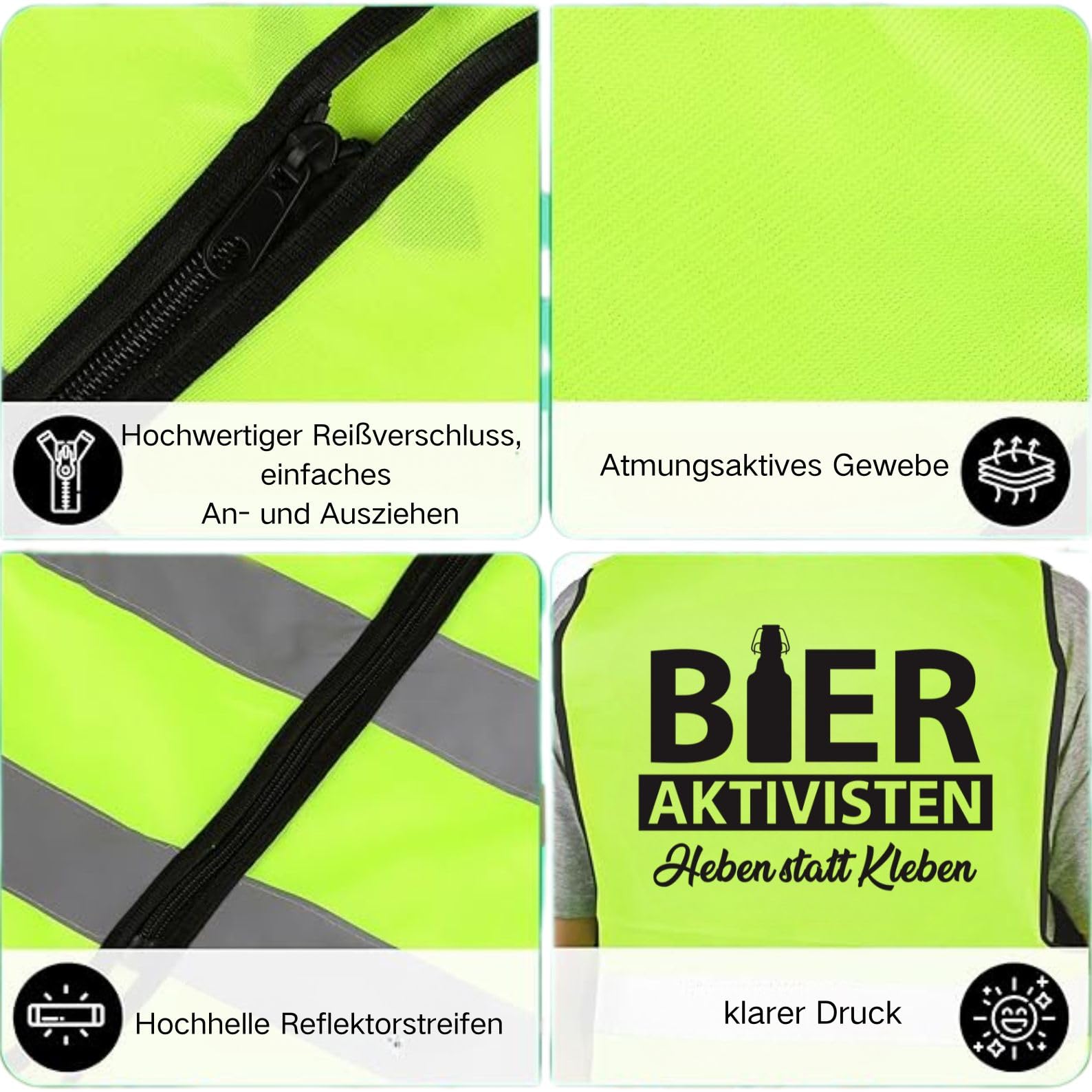 RF&CM Bieraktivisten Kostüm Karneval Fasching Verkleidung Sicherheitsweste Security Warnweste Mallorca Party