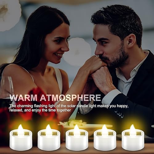 Miniatura 5 de 18 velas solares LED sin llama, velas solares parpadeantes impermeables para bodas, vacaciones, fiestas, decoración del hogar (1.5 x 1.4 pulgadas,