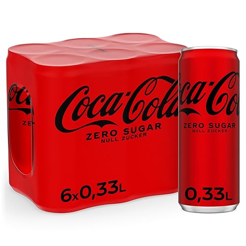 Coca-Cola Zero Sugar - koffeinhaltiges Erfrischungsgetränk mit originalem Coca-Cola Geschmack - null Zucker und ohne Kalorien - in stylischen Dosen (6 x 330 ml)