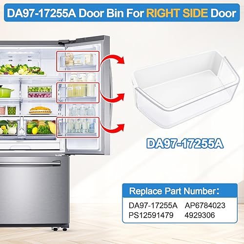 Miniatura 4 de Paquete de 2 cubos de puerta de refrigerador DA97-17255A mejorados compatibles con repuestos de estante de puerta de refrigerador Samsung, piezas de
