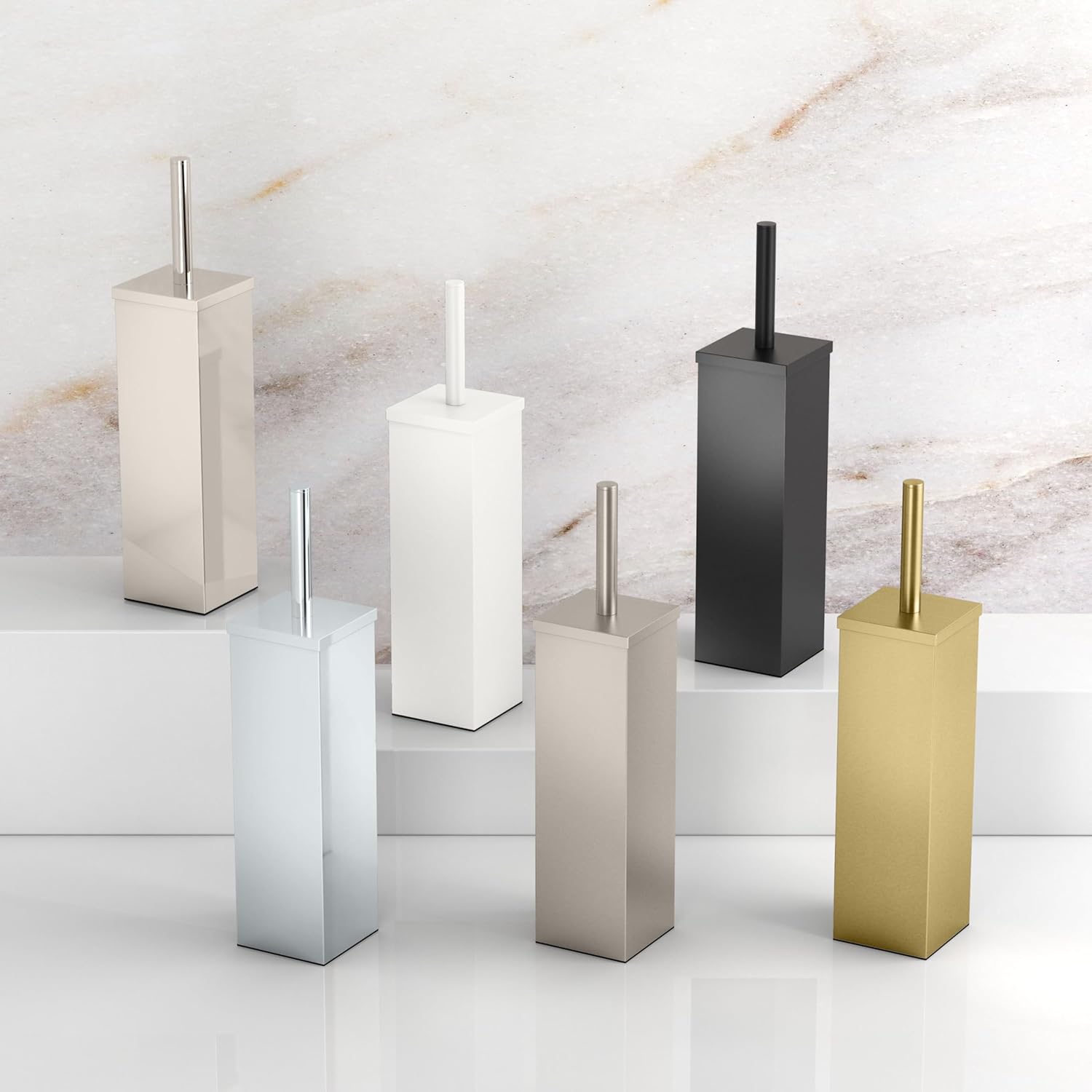 Gatco 1488B Elegant Square Toilet Brush Holder, Gold