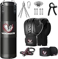 VENSMUSTE 4FT Oxford Heavy Punching Bag Set with 12OZ Gloves, Hand Wraps, Jump Rope - Unfilled for MMA, Boxing, Kickboxing Adults