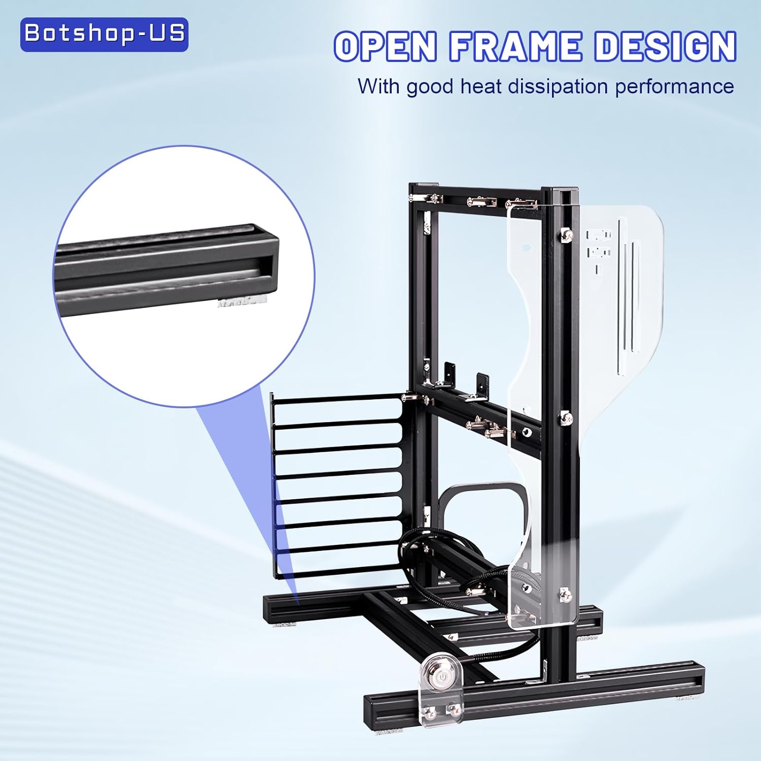 Aluminum DIY Motherboard Case Rack - ATX/M-ATX/ITX Chassis Bracket Open Chassis Set for PC