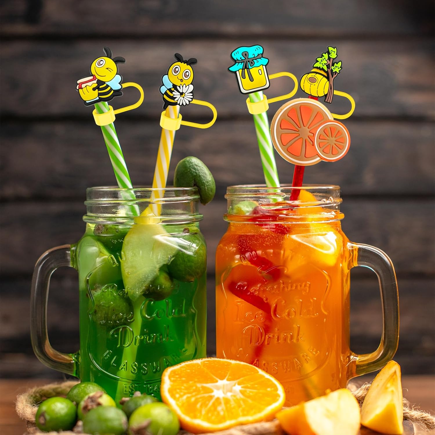 Hikkcos 4Pack Bee Straw Cover Cap for Stanley Cup,30 40 Oz Silicone Straw Topper Compatible with Water Bottle Cup 10mm Dust-Proof Reusable Straw Tips Lids - Image 6