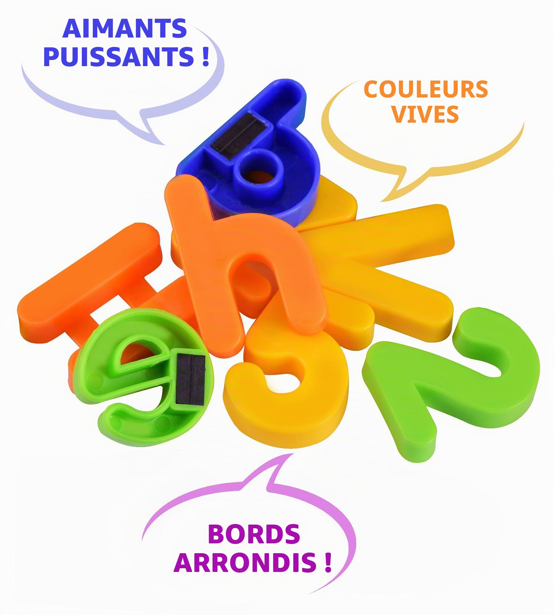 Lettres Magnétiques Enfant - Alphabet Magnétique 80 Pièces avec Majuscules, Minuscules, Chiffres et Symboles - Aimants Puissants pour Réfrigérateur - Jouet Éducatif Préscolaire Boxiki Kids