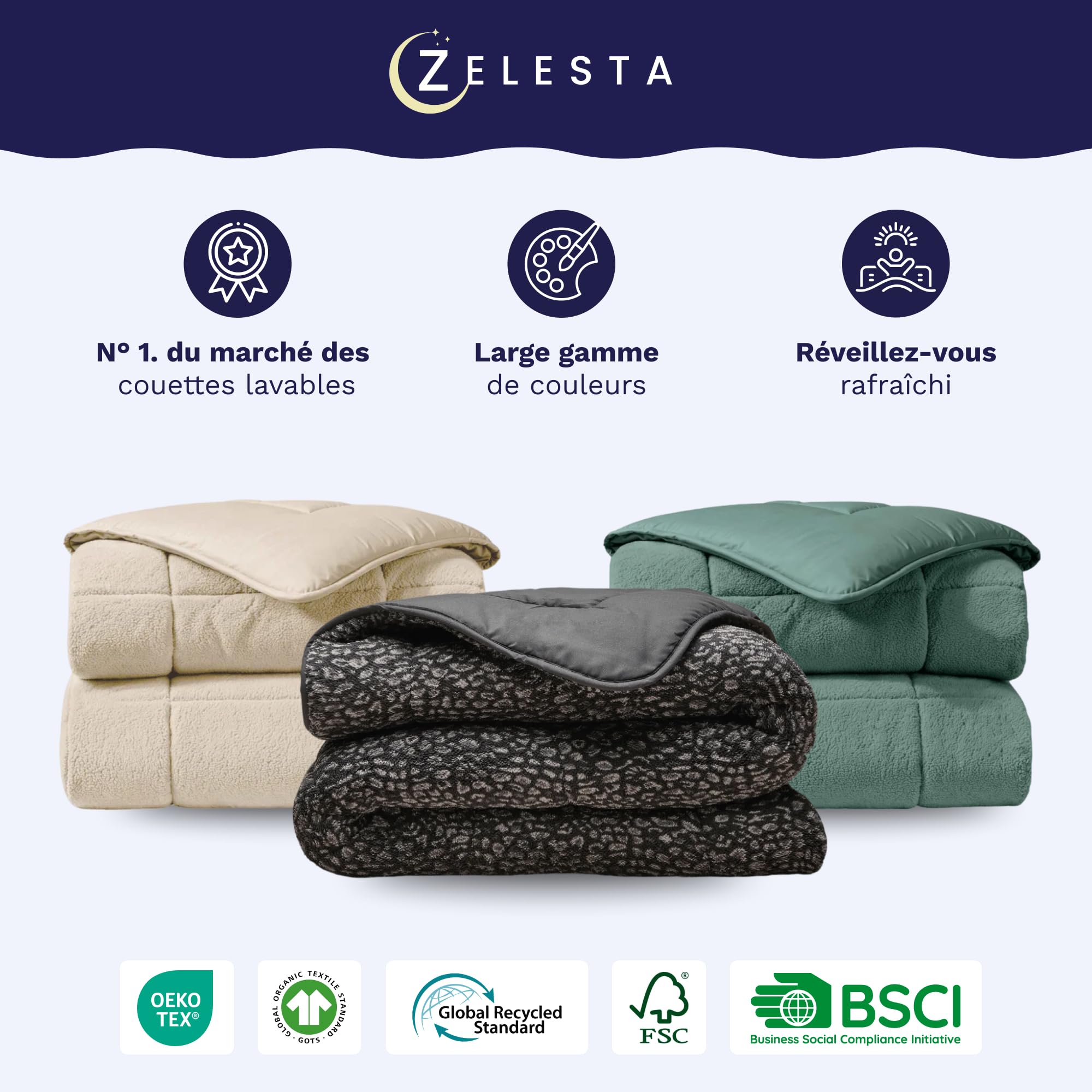 Zelesta Teddybed Couette 4 Saisons - Linge de Lit Hypoallergénique, Lavable Sans Housse, Moelleuse (Crème, 240x200 cm)