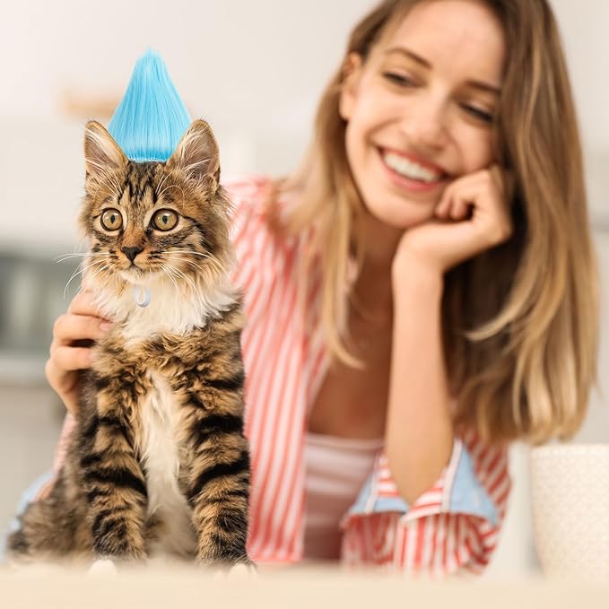Peluca Mohawk Divertida para Perros Pequeños y Gatos, Disfraz Ajustable miniatura 7