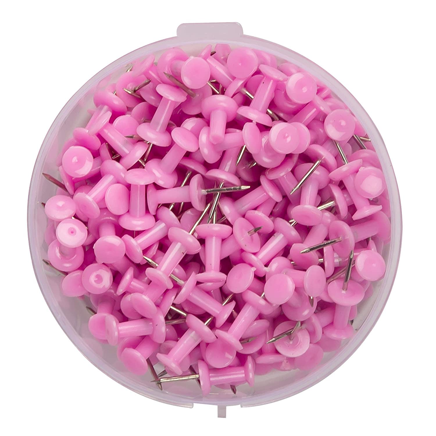 200 -ATL Plastic Head, Steel Point Colorful Pushpins Per Container (Pink)