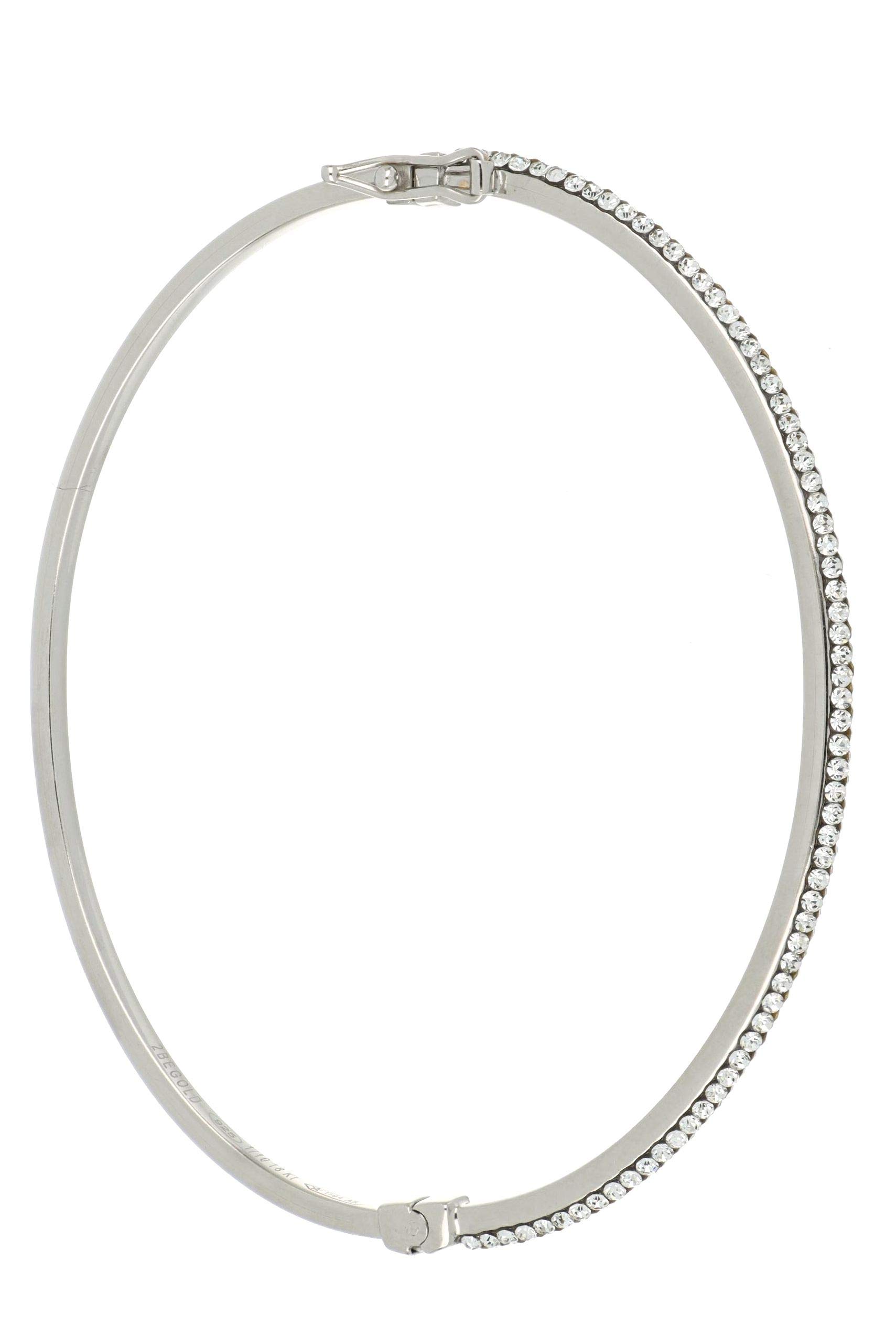 DelPia, Bracciale in Oro 18kt e Argento Sterling 925 con Cristallli Luminosi (51x61mm, oro bianco con pietre bianche)