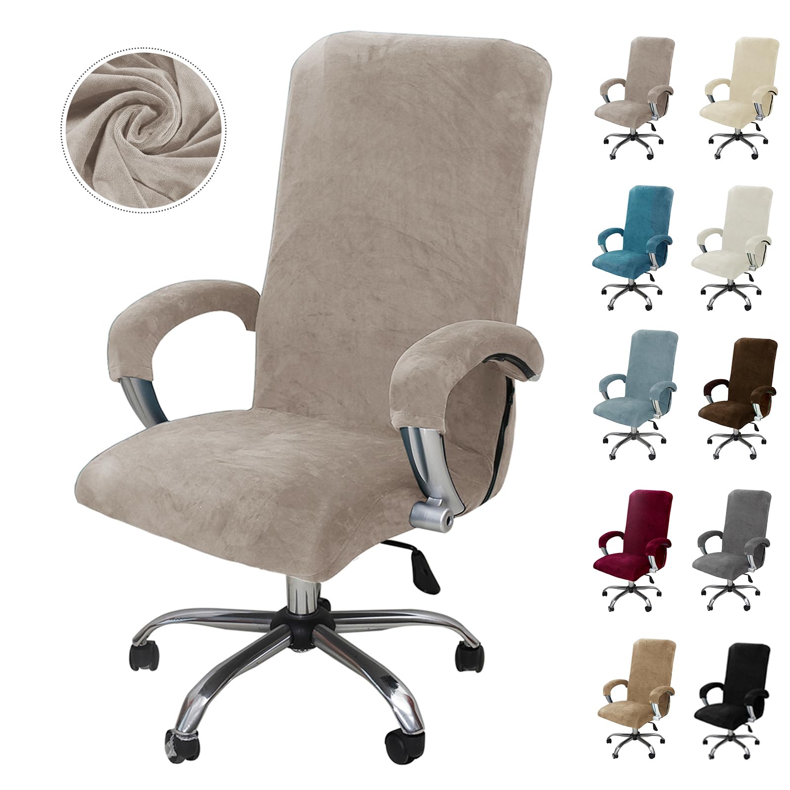 Alishomtll Funda de terciopelo para silla de oficina con reposabrazos, elástica, funda para silla de videojuegos, funda extraíble para sillón elástica, para silla de oficina, ordenador, silla