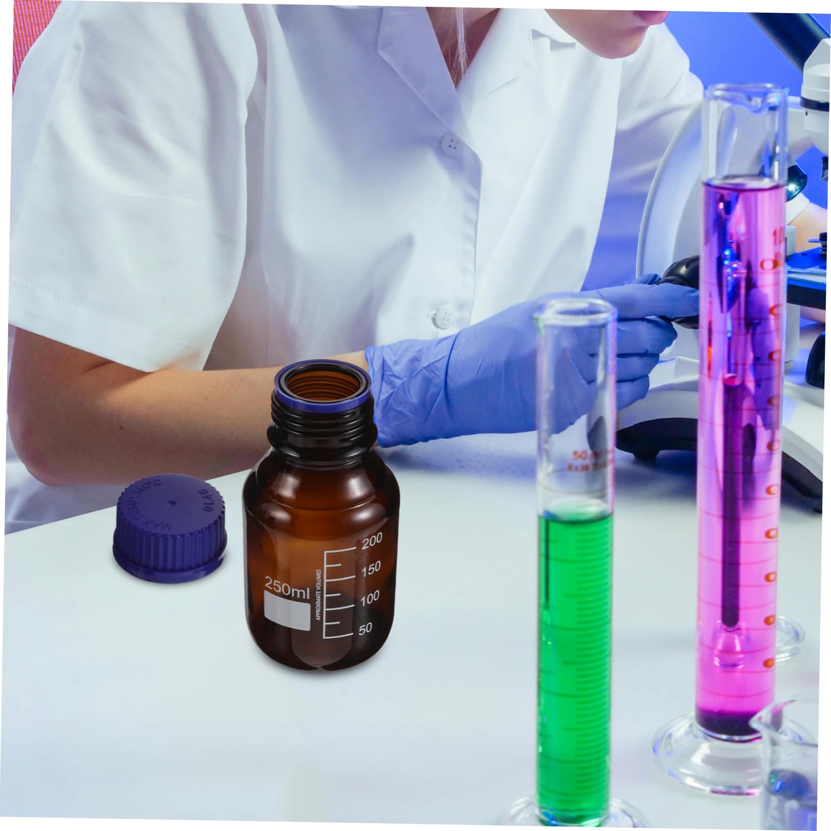 Luxshiny 3pezzi Bottiglia Per Reagenti Vetro Contenitore Ermetico Da Laboratorio Barattolo Con Tappo Per Campioni Bottiglia Di Vetro Per Conservazione Reagenti