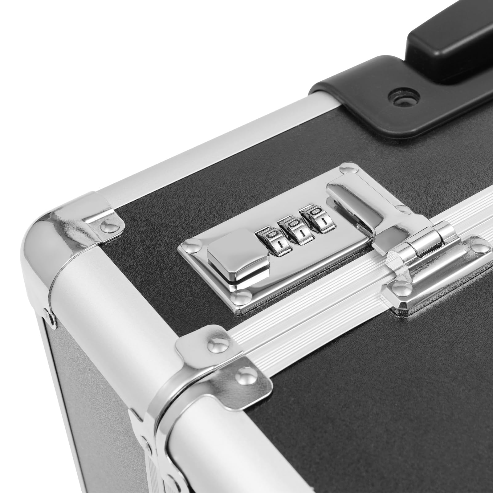 Aktenkoffer Rollbarer Businesstrolley Abschließbarer Aktenbox Pilotenkoffer 48,5 * 23 * 39cm aus Aluminiumlegierung mit Teleskopstange - Schwarz