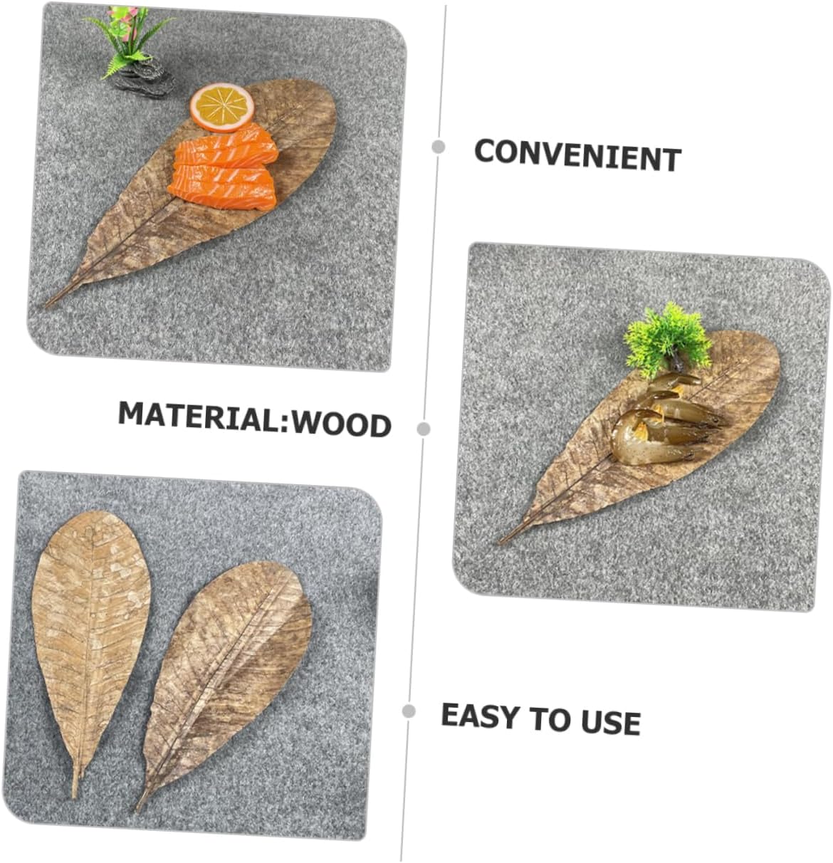 COLLBATH Dried Leaf Sushi Tray Decor 20Pcs Seafood Display Serving Plate Unique Sashimi Background Leaf Embellishments for Food Photography for Restaurants and BBQ