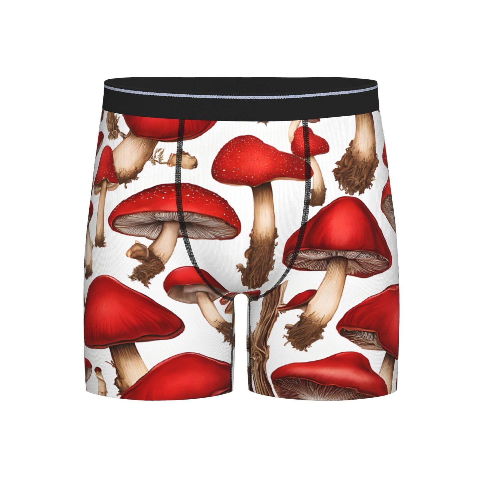 LHFIOHIRG (Red White Mushroom) Men'S Boxer Briefs Printed Underwear Stretch Mens Underpants