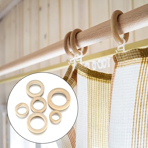 Miniatura 4 de 12 anillos de madera para manualidades, anillos de madera natural para macramé, anillos de madera sin terminar, anillos de macramé, aros de madera