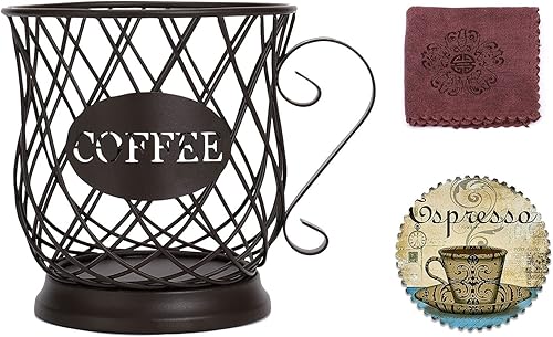Paquete de 3 soportes organizadores de cápsulas de café con tapete para tazas y paño suave, soporte para cápsulas de gran capacidad, cesta de