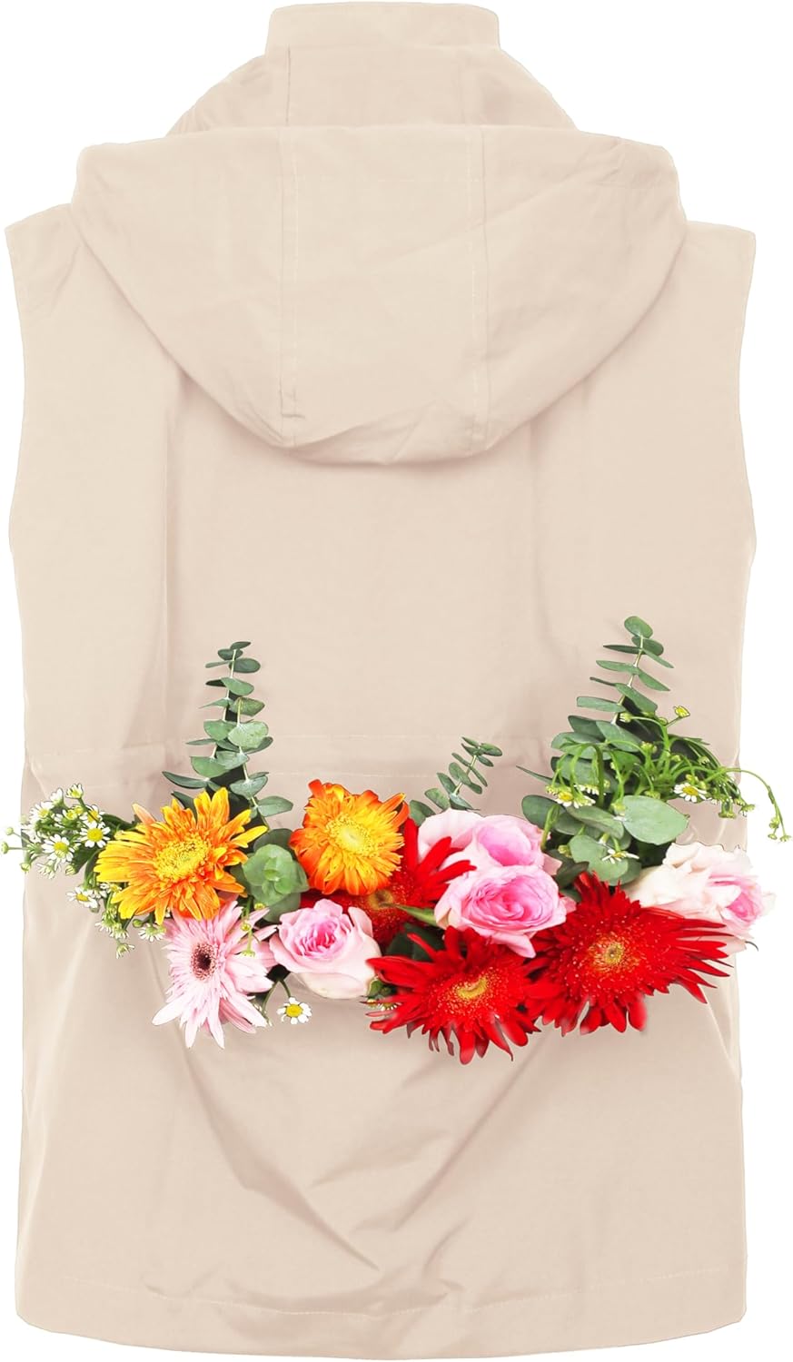 PESION Womens Packable Military Utility Vests Outerwear Waterproof Windbreaker Jacket Cargo Vest with Removable Hood - Image 5