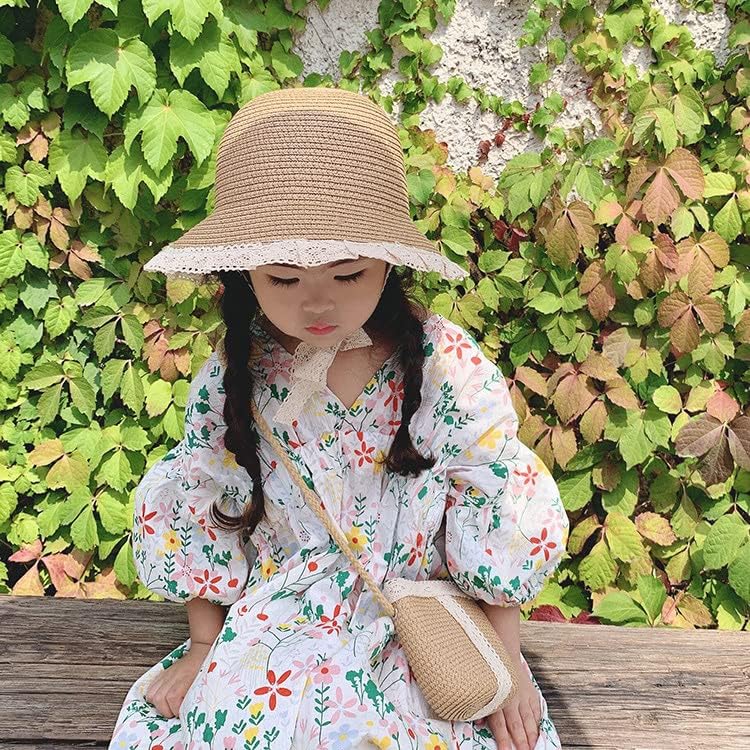 Girls Summer Straw Hat with Cross Body Bag Lovely Princess Buckst Hat Mini Purse Set Baby Girl Beach Sun Cap for Kids - Image 9