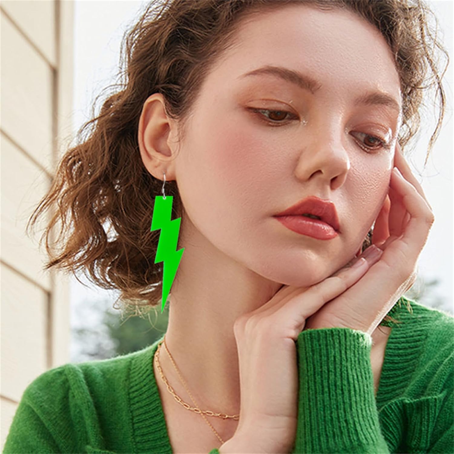 ONLYJUMP Acrylic Exaggerated Lightning Earrings Statement Punk Retro Geometric Delicate Neon Personalized Earrings Accessory Jewelry for Women - Image 3