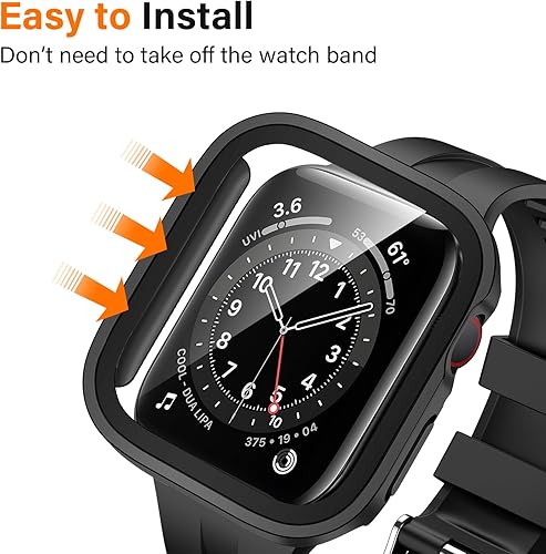 Miniatura 3 de Amizee Paquete de 2 fundas compatibles con Apple Watch de 1.732 pulgadas Series 654SE con protector de pantalla integrado, borde recto de