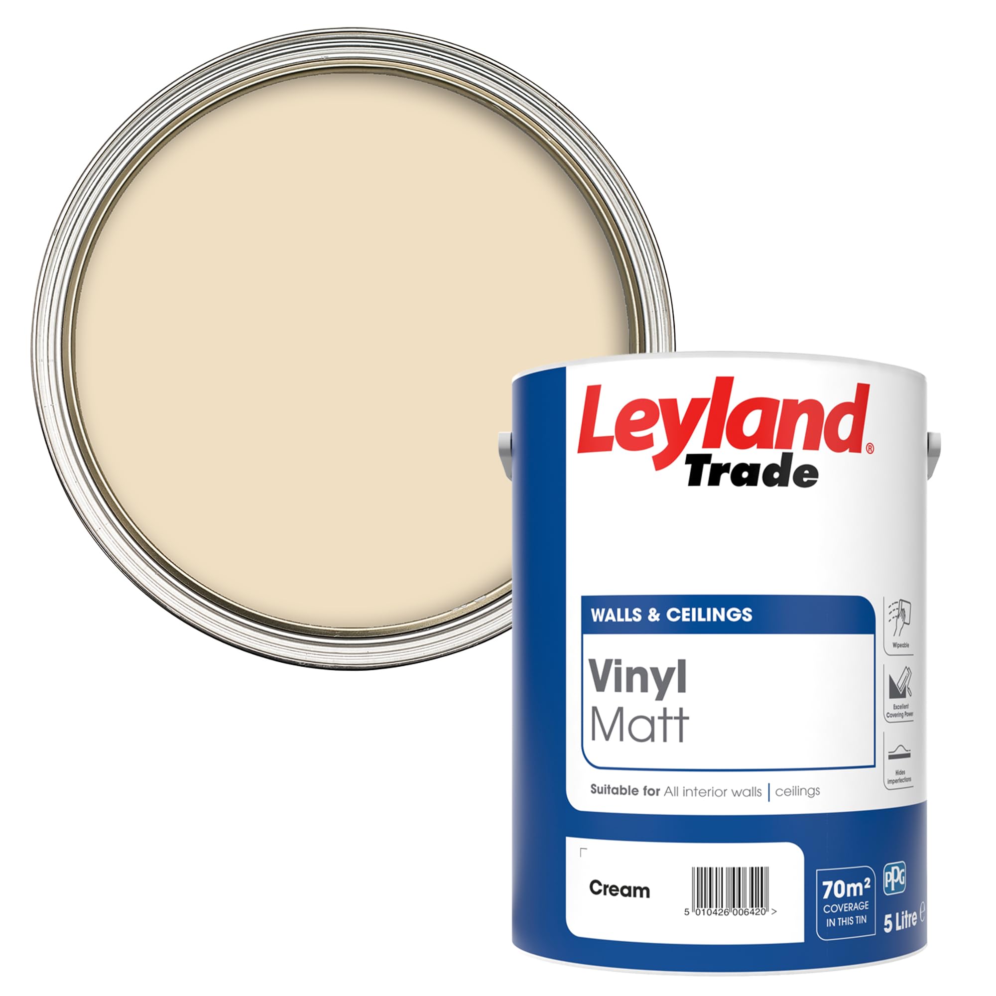 Leyland Trade Vinyl Matt Emulsion Paint - Cream 5L
