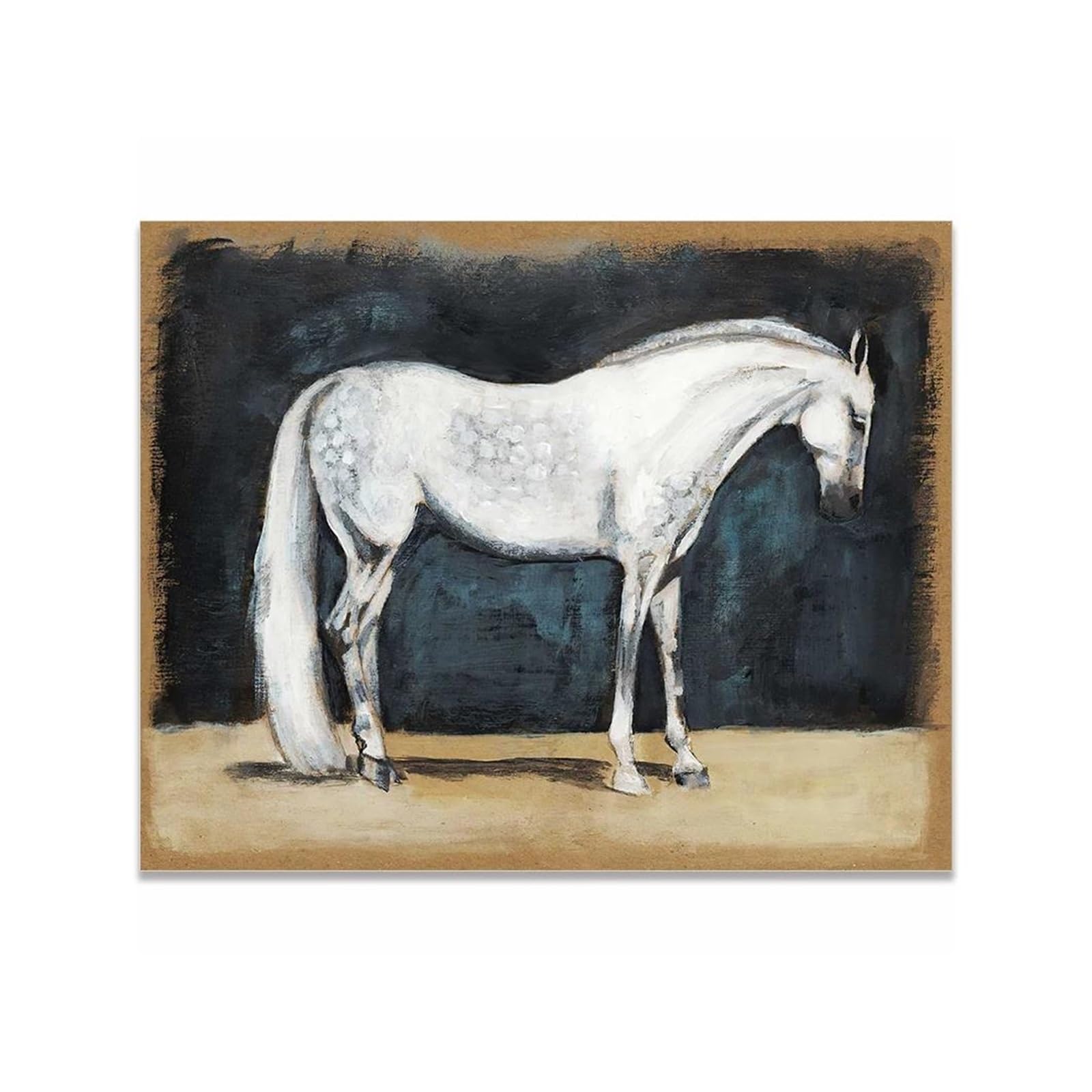 Peinture sur toile cheval blanc de style artistique pour salon raffiné