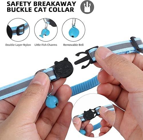 Miniatura 4 de Airtag Collar para gato, collar de gato con campana y hebilla de seguridad en 38 pulgadas de ancho, collar reflectante con soporte impermeable para