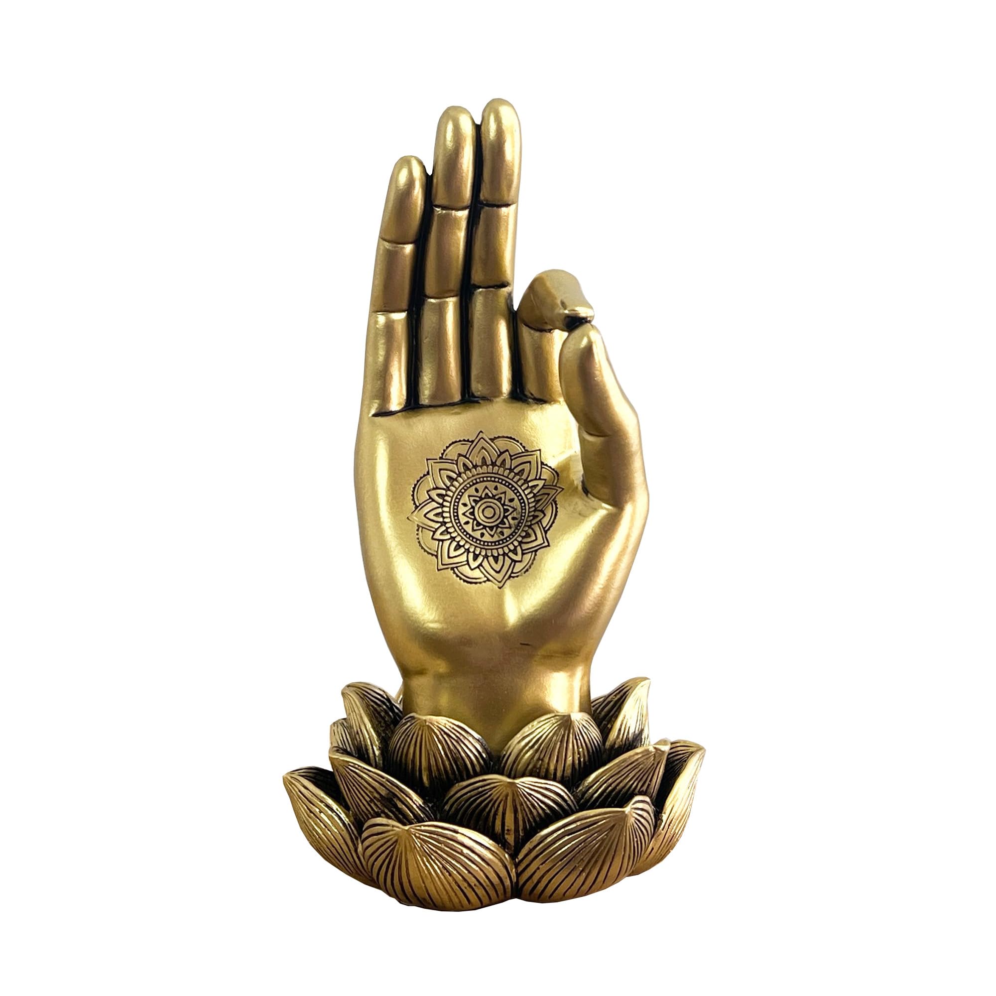 Alfie Francis Gold 21Cm Lotus Flower Okay Hand Gesture Ornament For Home Living Room Bedroom