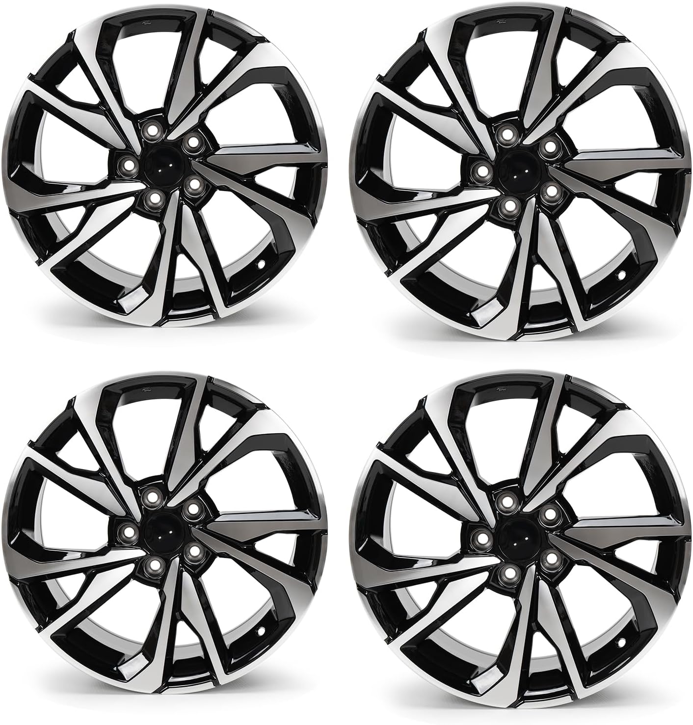 18"x8" Alloy Wheel Compatible with Honda Civic 2017-2021, 18 Inch Replacement Rim, 5x114.3 Bolt Pattern, ET50 Offset, 64.1mm Hub Bore, Set of 4