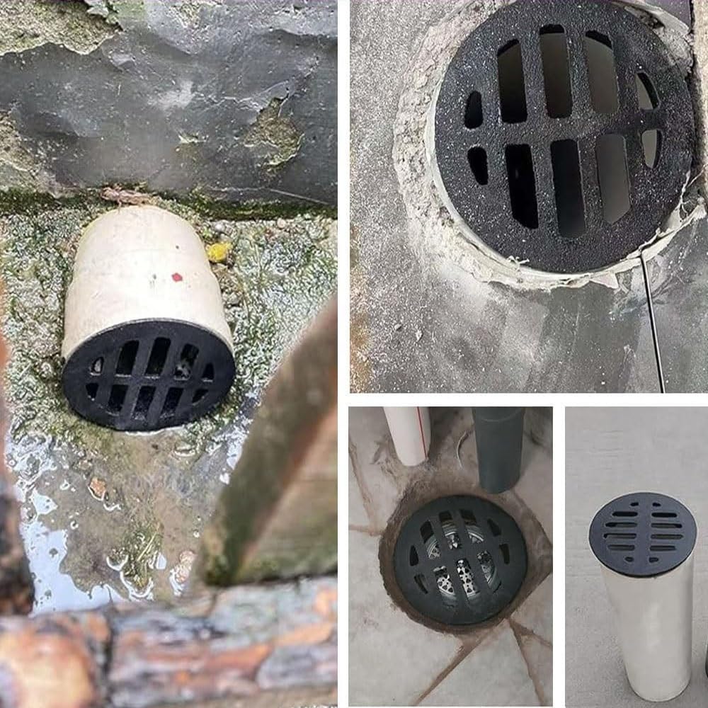 Żeliwna pokrywa odpływowa ruszt podłogowy z żywicy rdzawej do wydajnego odpływu wody (50 mm/1,96") idealny do użytku domowego i zewnętrznego, zapobiegający zatykaniu