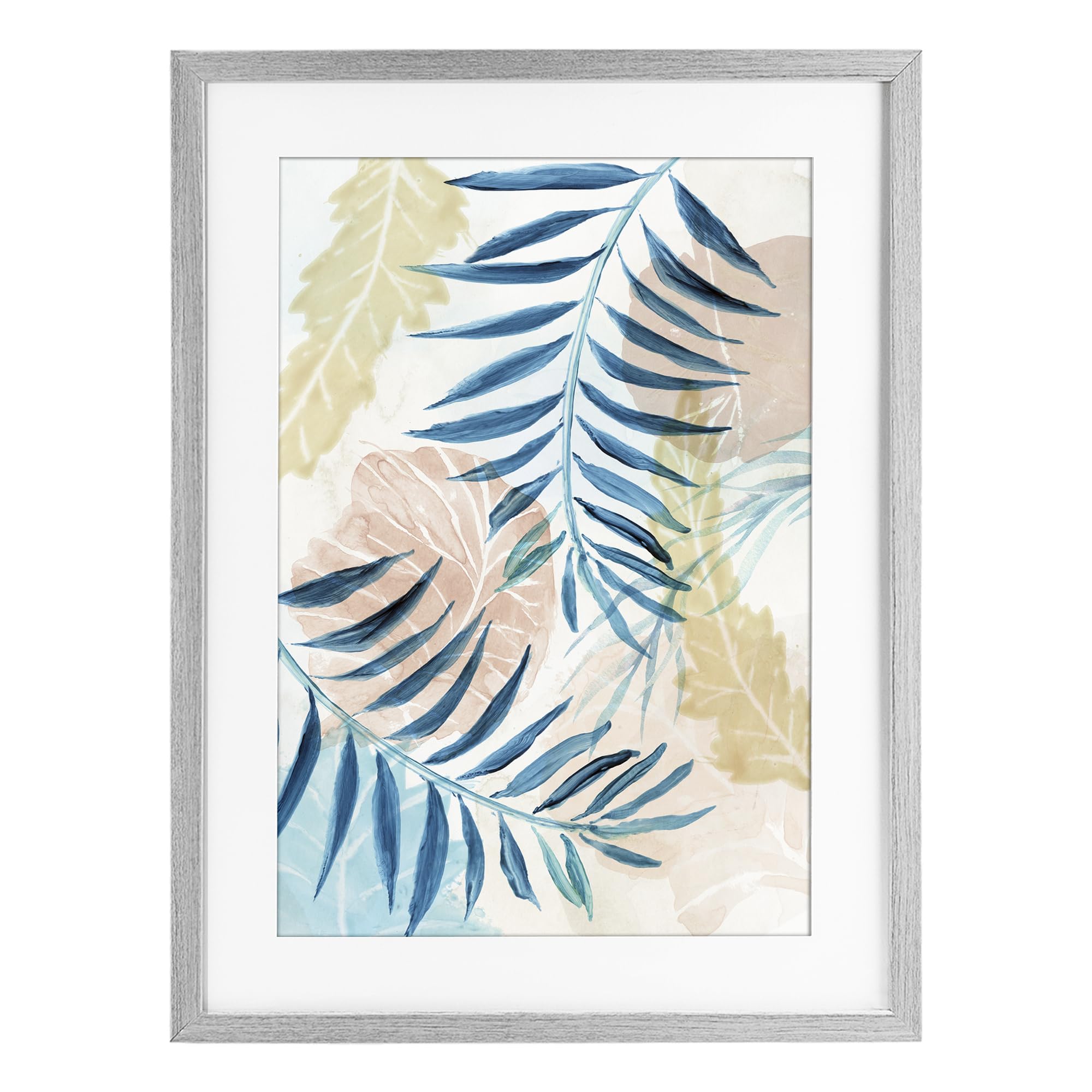 Stupell Industries Farmhouse Gray (Textured) 'Palm Fronds In Pastel Haze'| Framed Print Under Glass