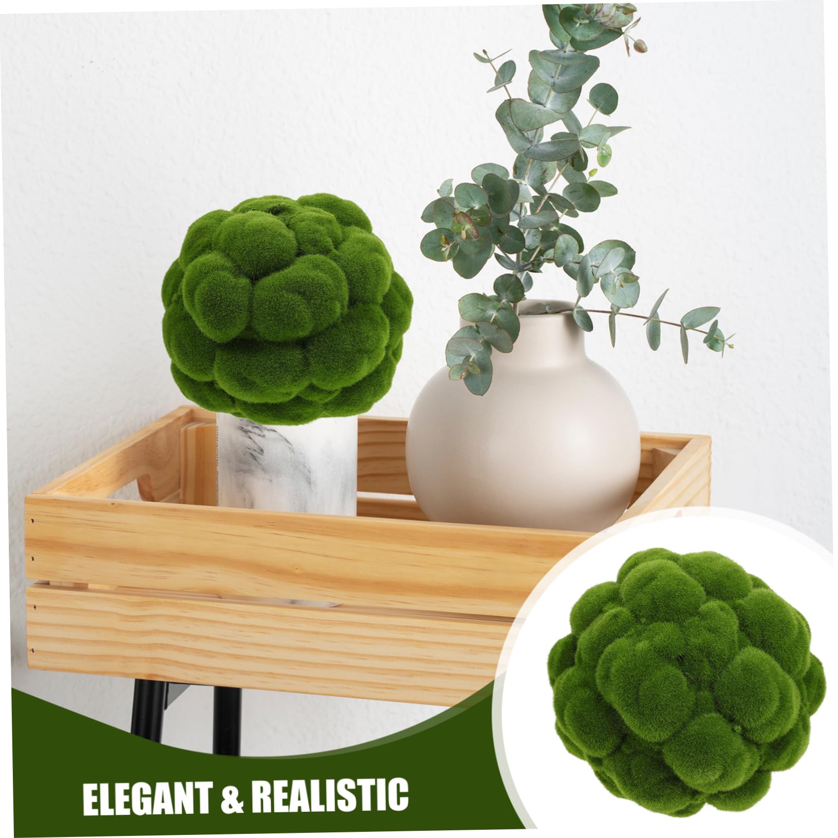 ORFOFE Bola de Musgo Artificial Decorativa de PVC Verde, Colgante